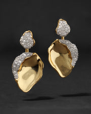 Solanales Crystal Gold Petal Front Back Earring - Photo 1