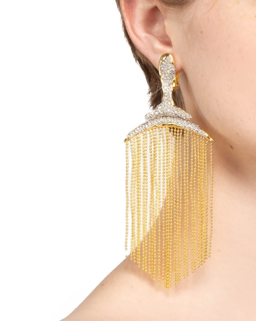 Solanales Crystal Large Fringe Chandelier Earring - Photo 2