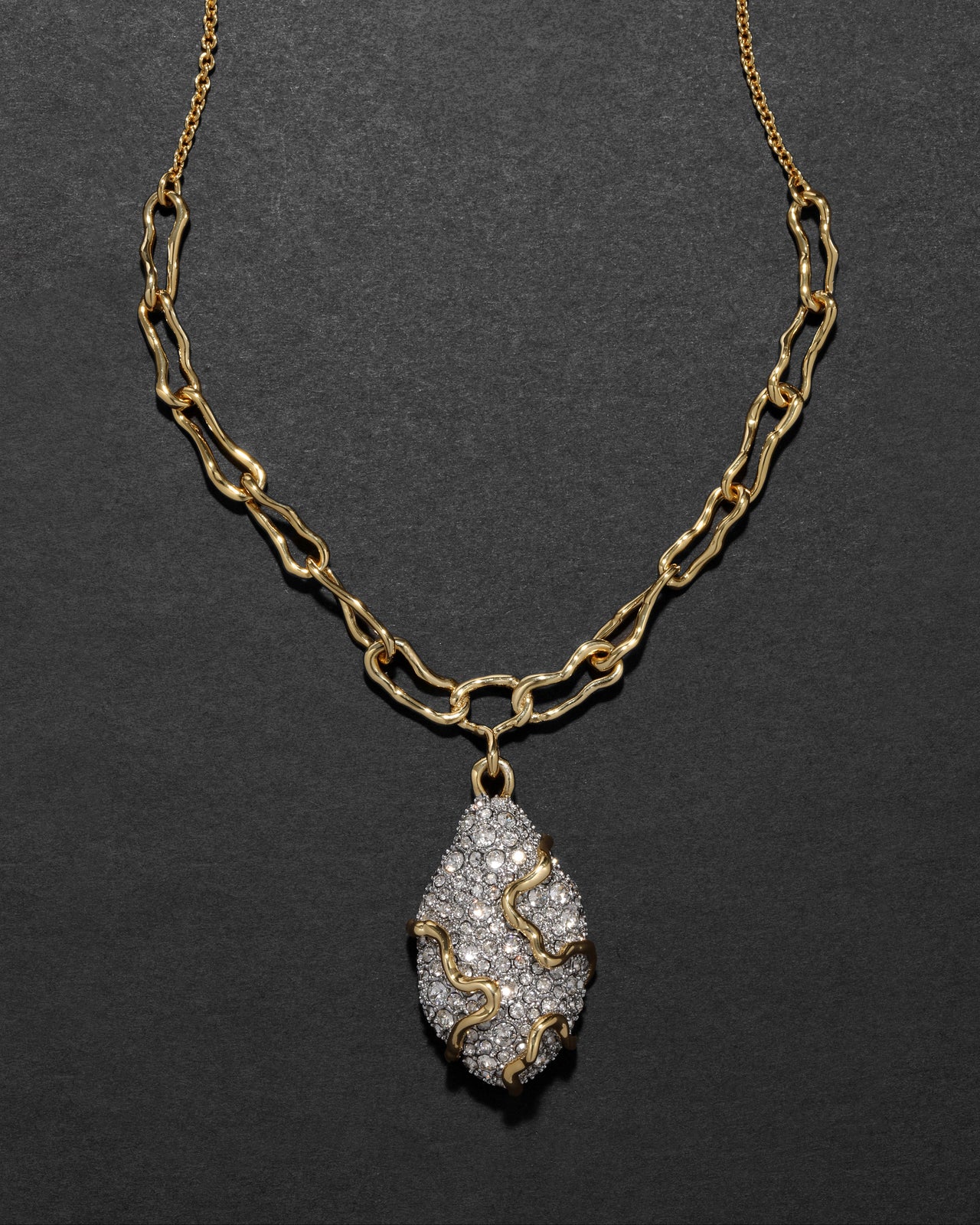 Solanales Crystal Pavé Pebble Link Necklace - Photo 2