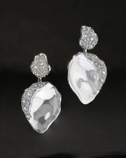 Solanales Crystal Silver Petal Front Back Earring - Photo 1