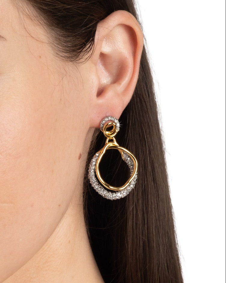 Solanales Gold Crystal Orbit Drop Post Earring - Photo 2