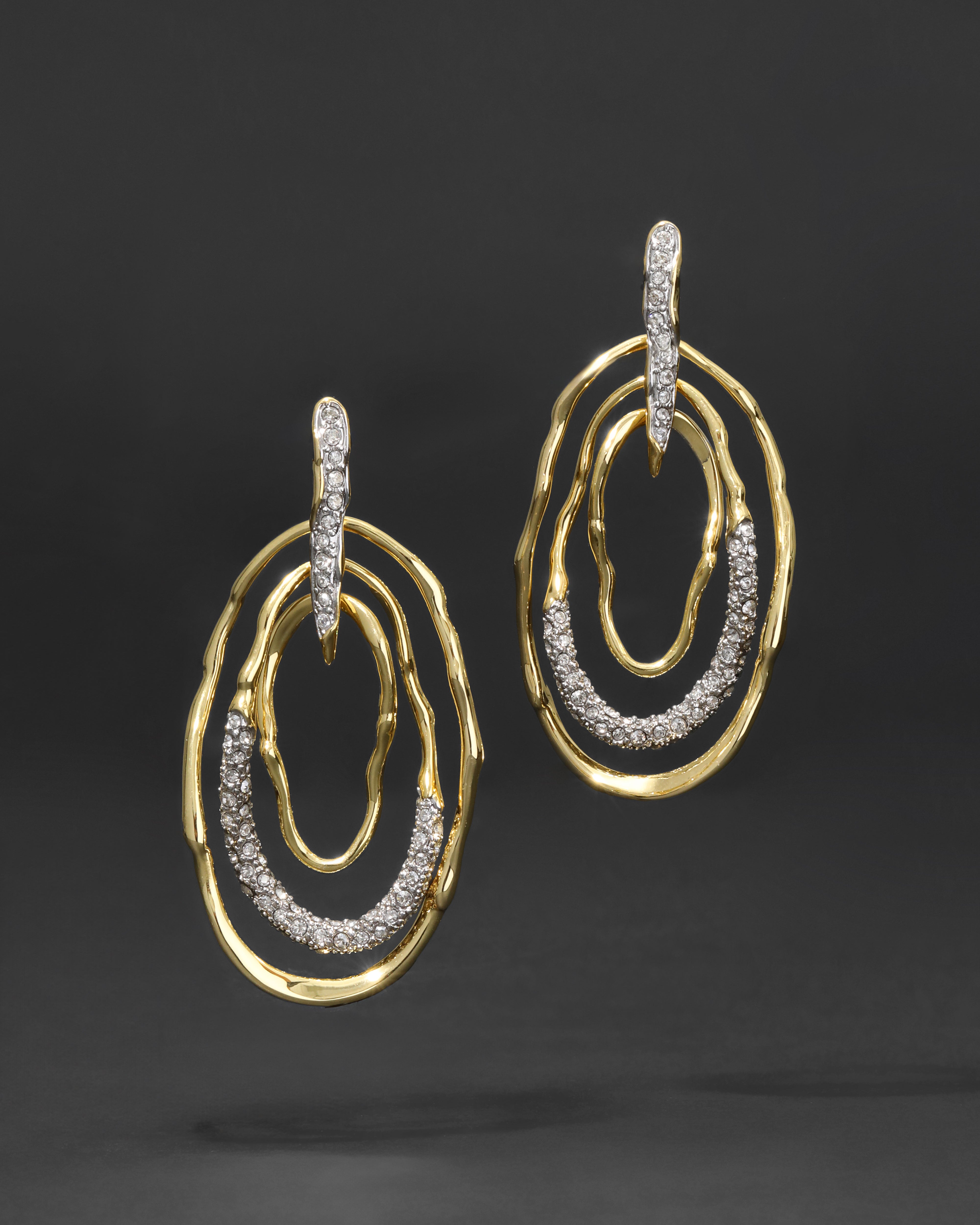 Solanales Crystal Pavé Mobile Post Earrings | Gold Spear Earrings