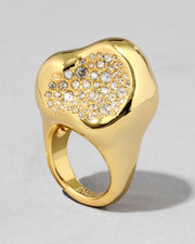 Solanales Gold Crystal Pebble Ring - Photo 1