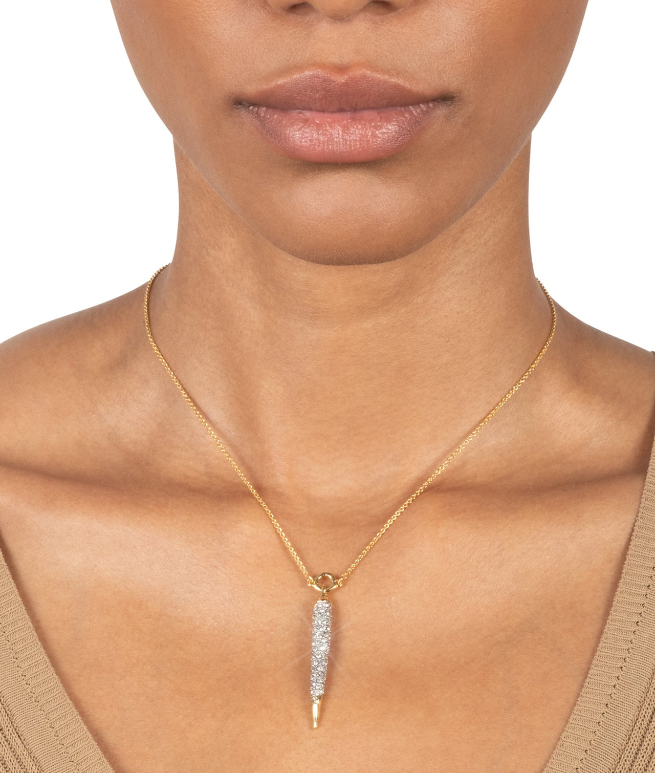 Solanales Gold Crystal Spear Necklace - Photo 2