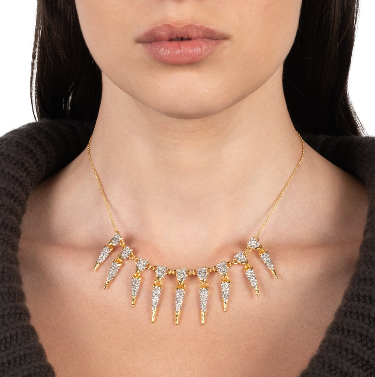 Solanales Crystal Spear Fringe Necklace - Photo 2