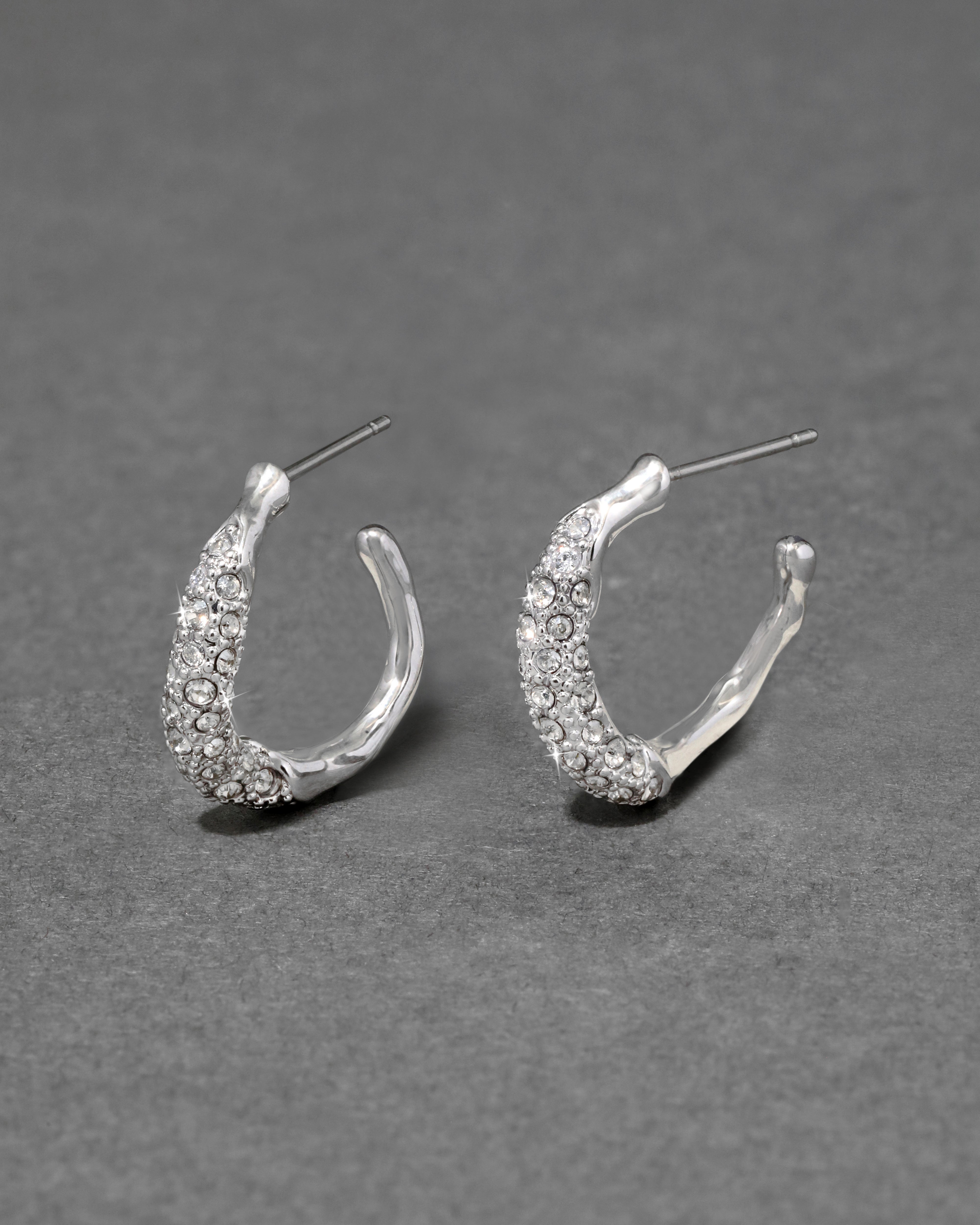 Solanales Silver Crystal Twist Mini Hoop Earrings | Alexis Bittar