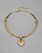 Starburst Crystal Puffy Heart Collar Necklace - Photo 1