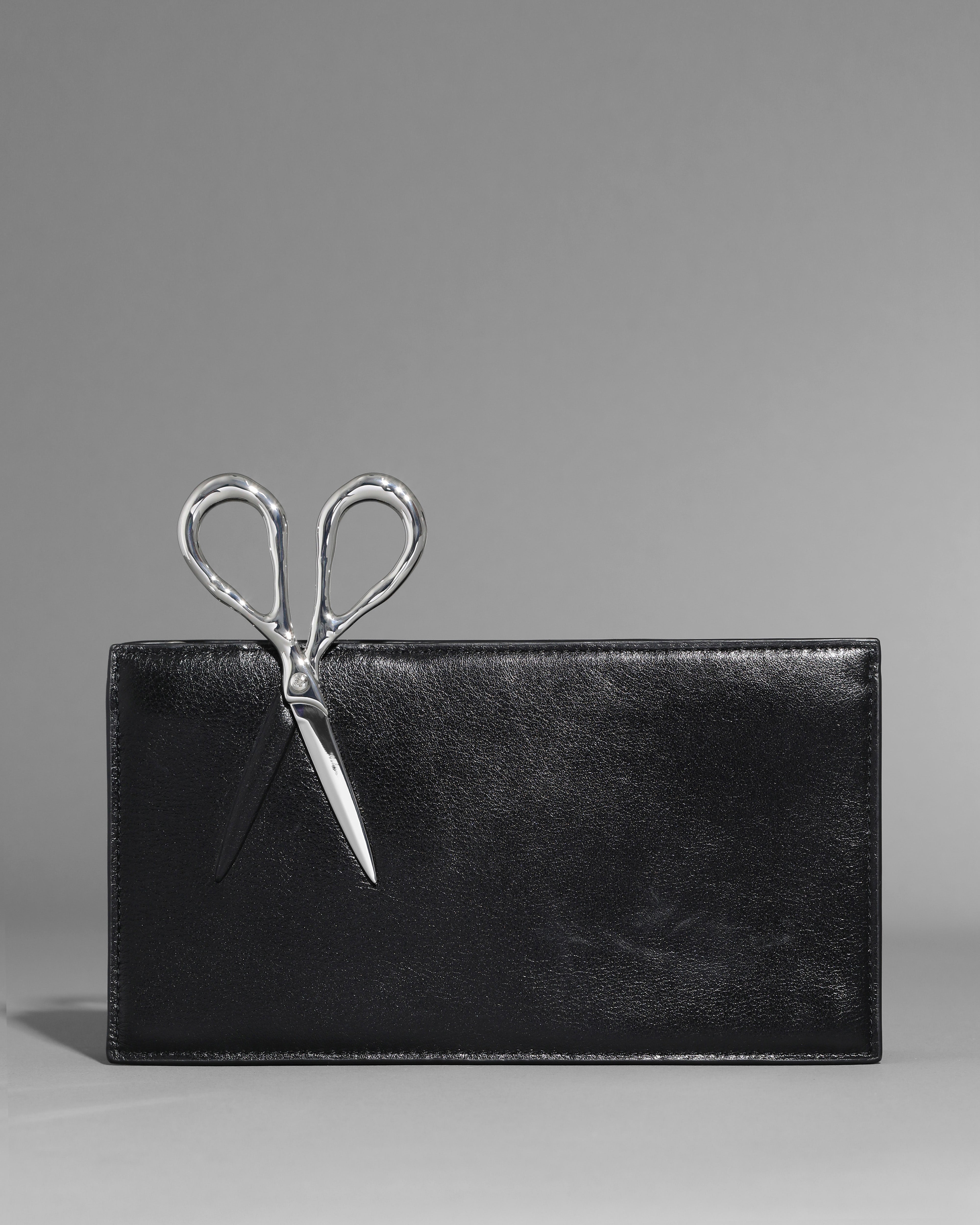 Black Petit Scissor Clutch | Crossbody/Shoulder Leather Purse
