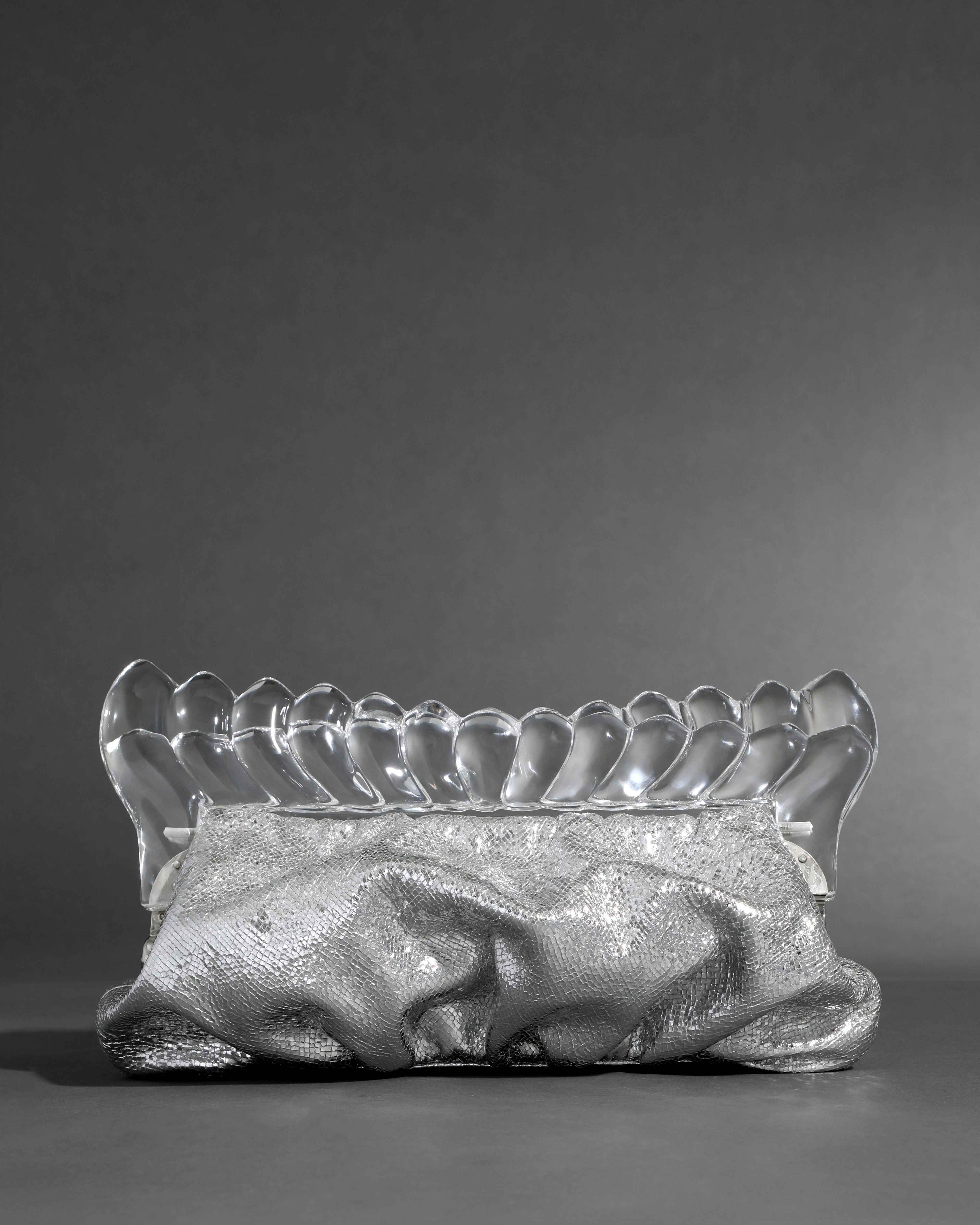 The Pouf Clutch- Silver