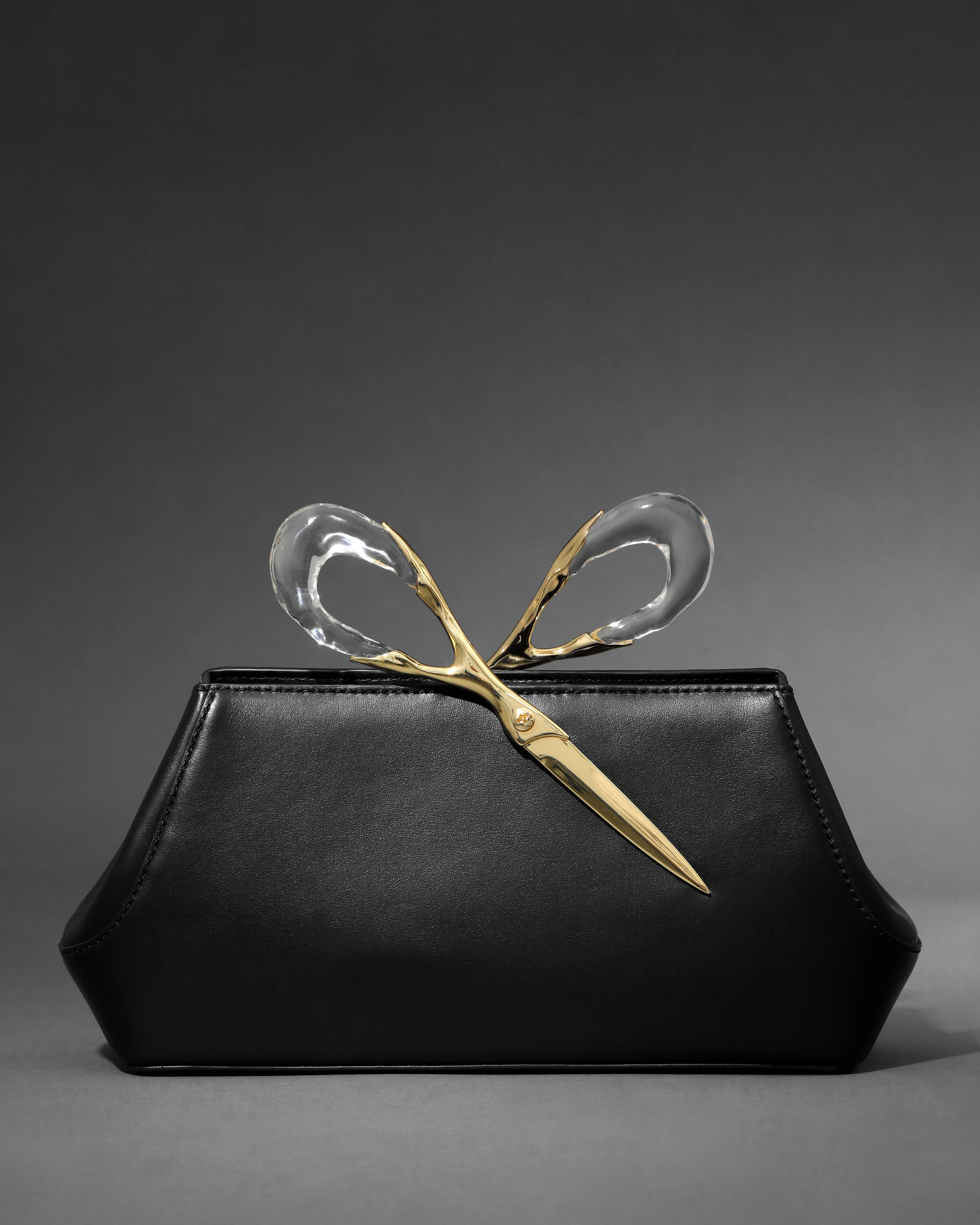 The Scissor Clutch in Black Leather Alexis Bittar