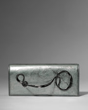 Twisted Gold Side Handle Clutch Purse- Graphite Green - Photo 1