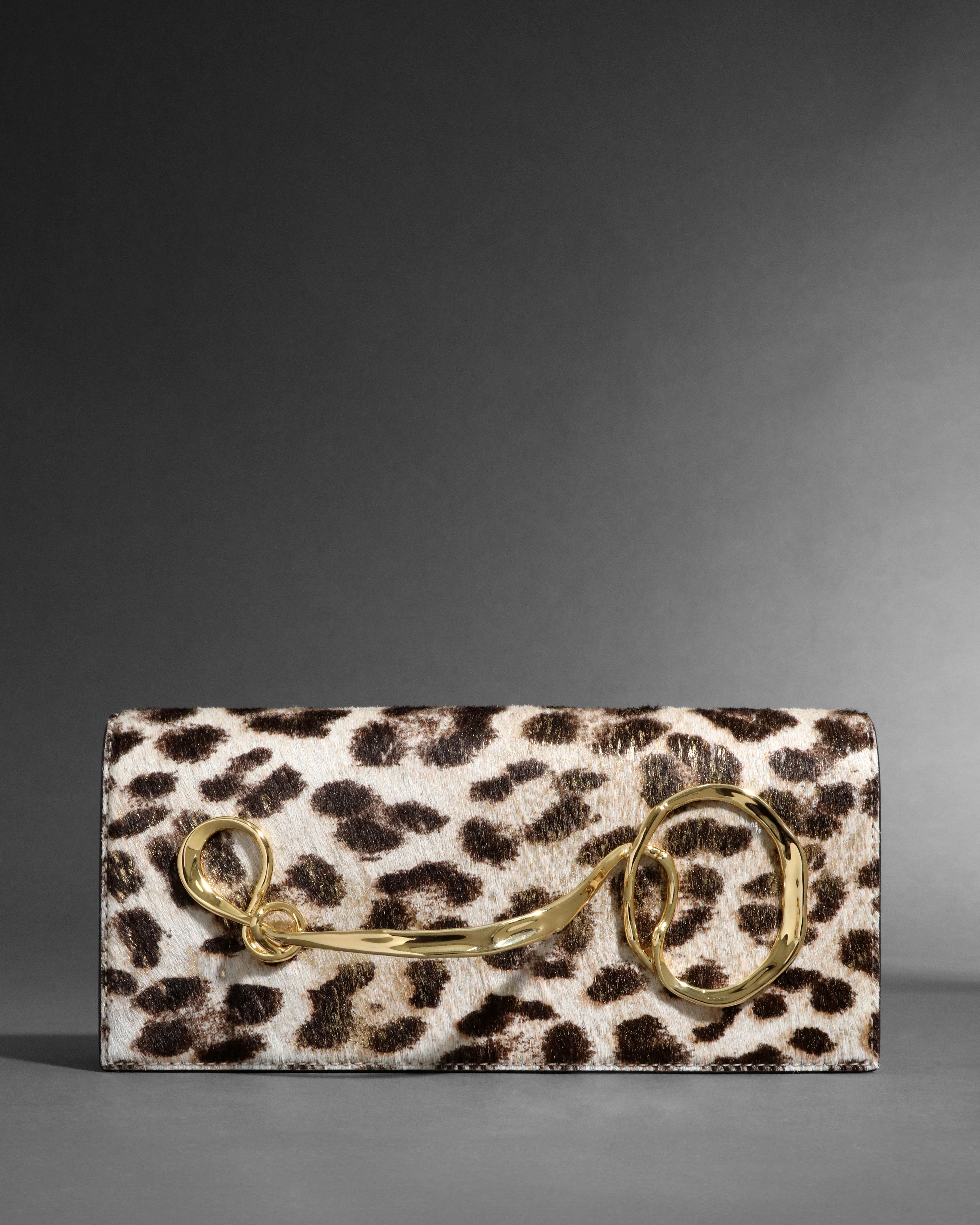 cheetah print coach backpack Alexis Bittar Twisted Side Handle Calf Hair Clutch