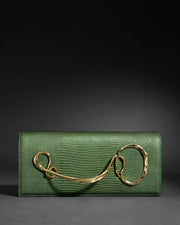 Twisted Gold Side Handle Clutch Purse- Moss Green - Photo 1