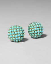 Vintage 1950s 18k Gold & Turquoise Checkerboard Clip Earring - Photo 1