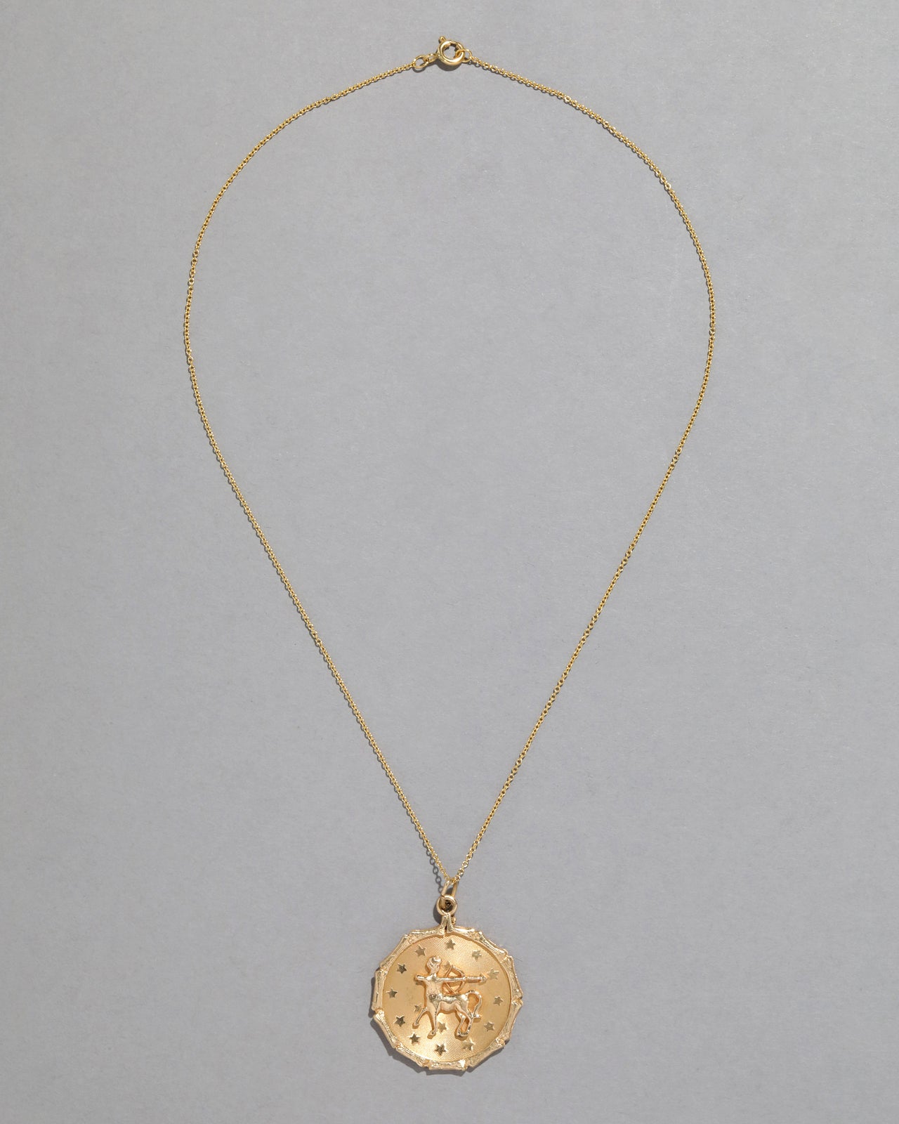 Vintage 1980s 14k Gold Sagittarius Pendant Necklace - Photo 2