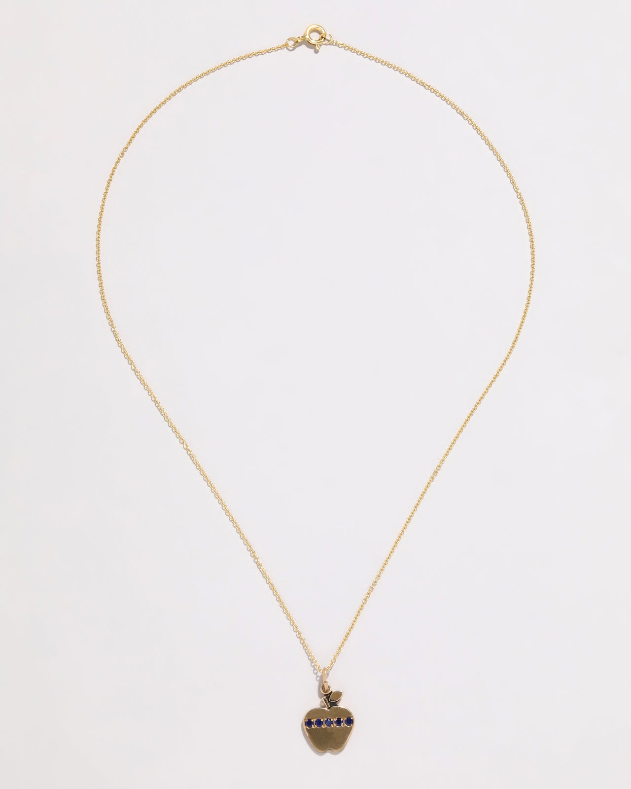 Vintage 1970s 14k Gold Sapphire Apple Pendant Necklace - Photo 2