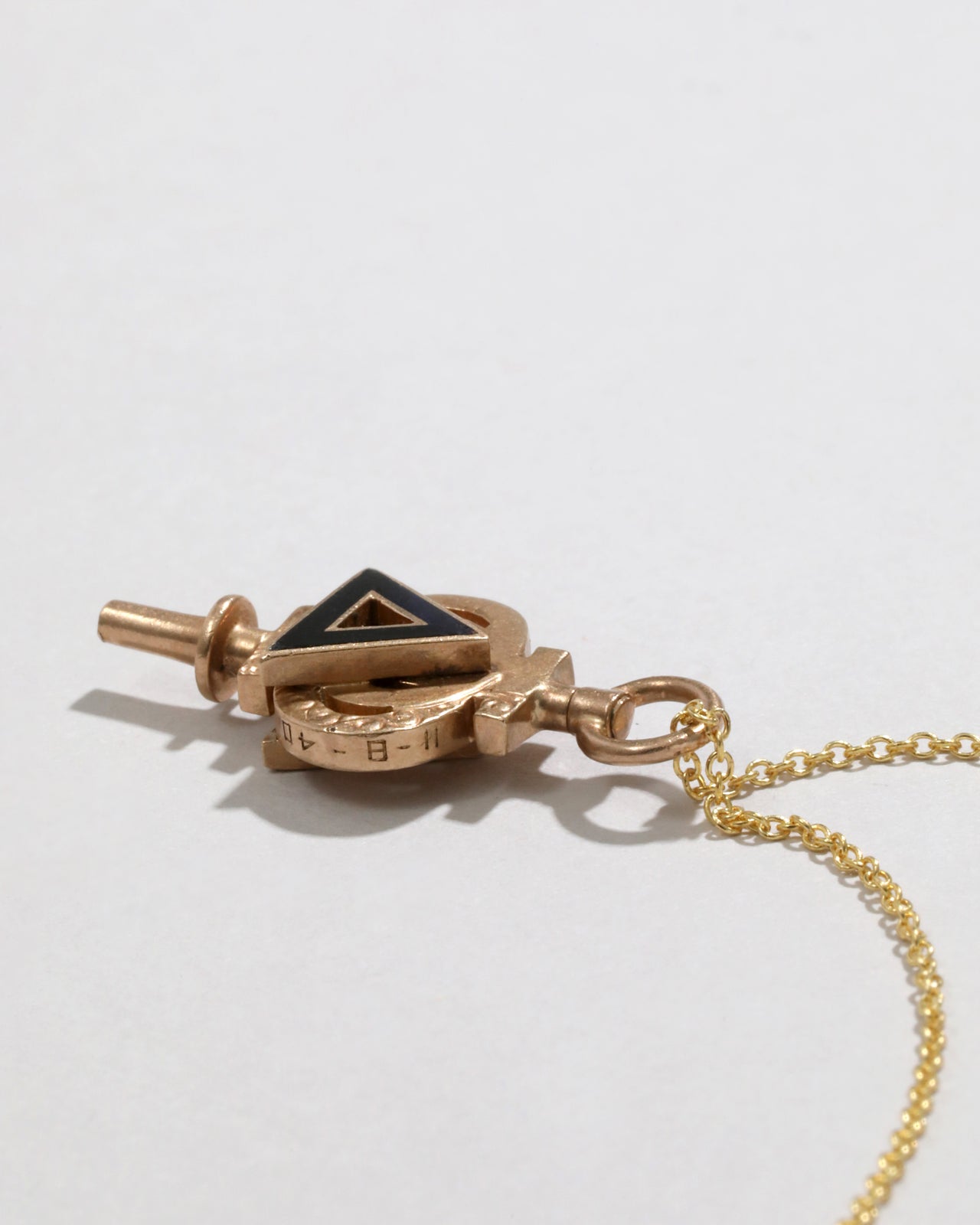 Antique 1800s 10k Gold Enamel Pendant Necklace - Photo 2