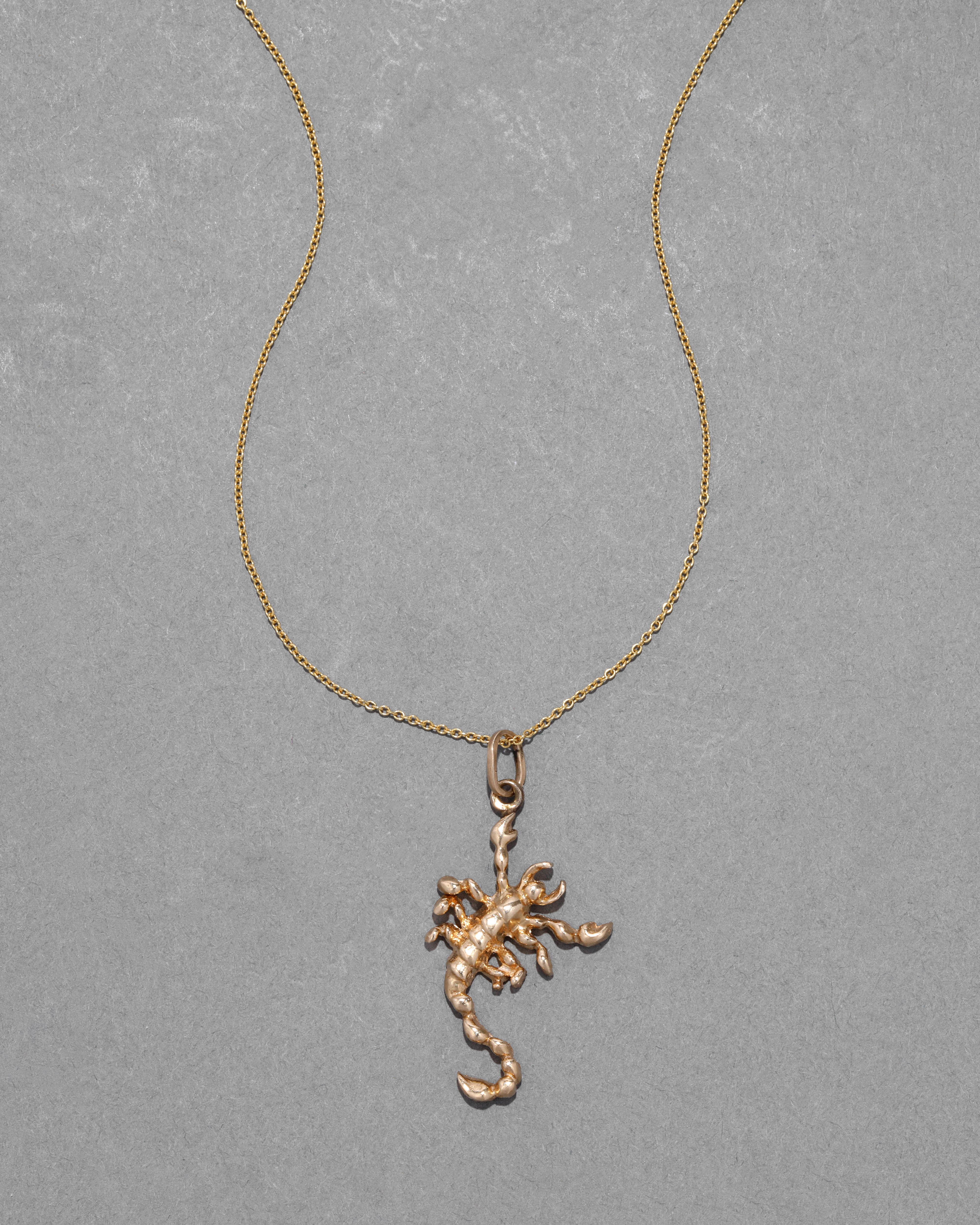 Vintage 1980s 14k Gold Scorpion Pendant Necklace