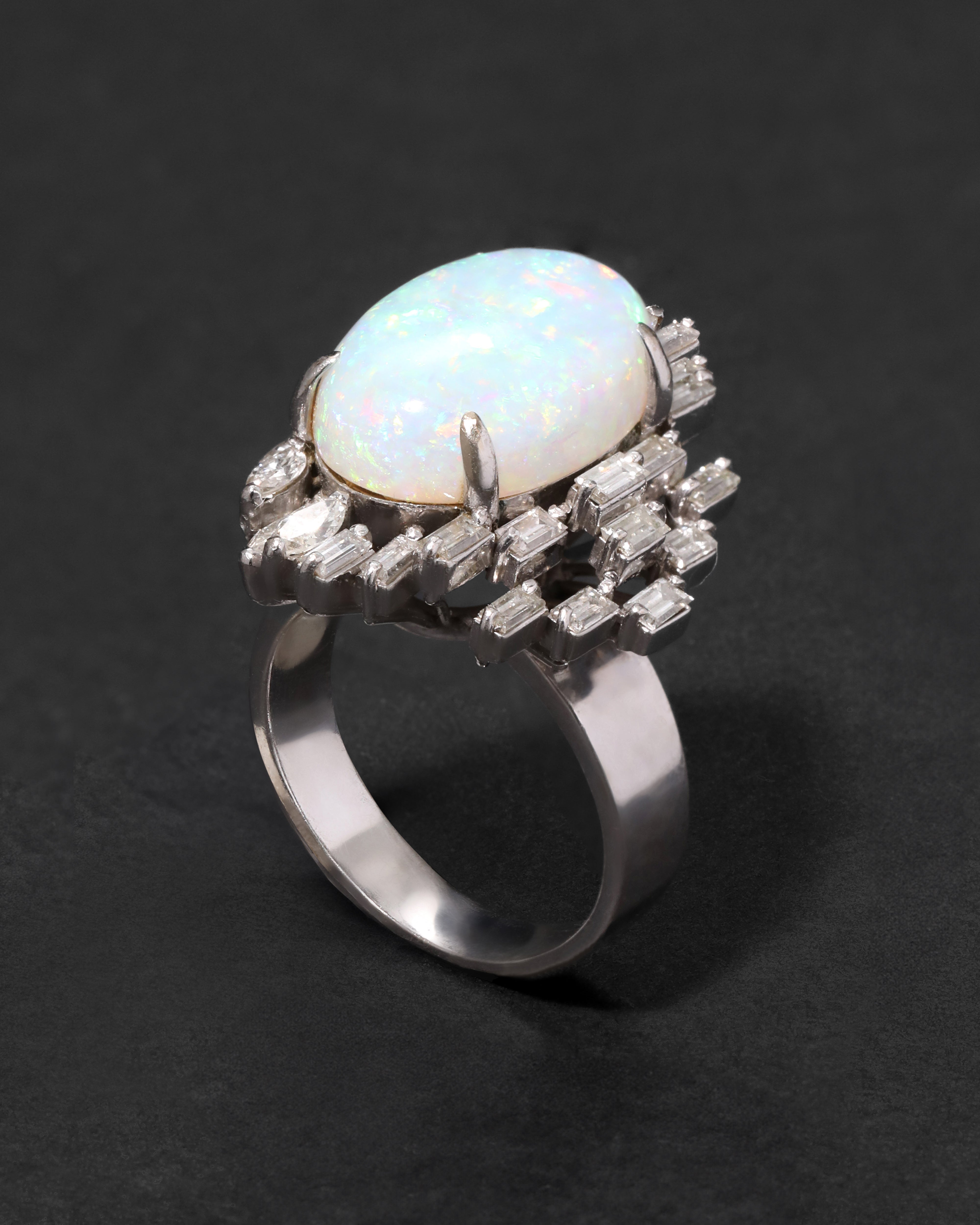 多色宝石装飾ゴールドリング vintage ring 1950