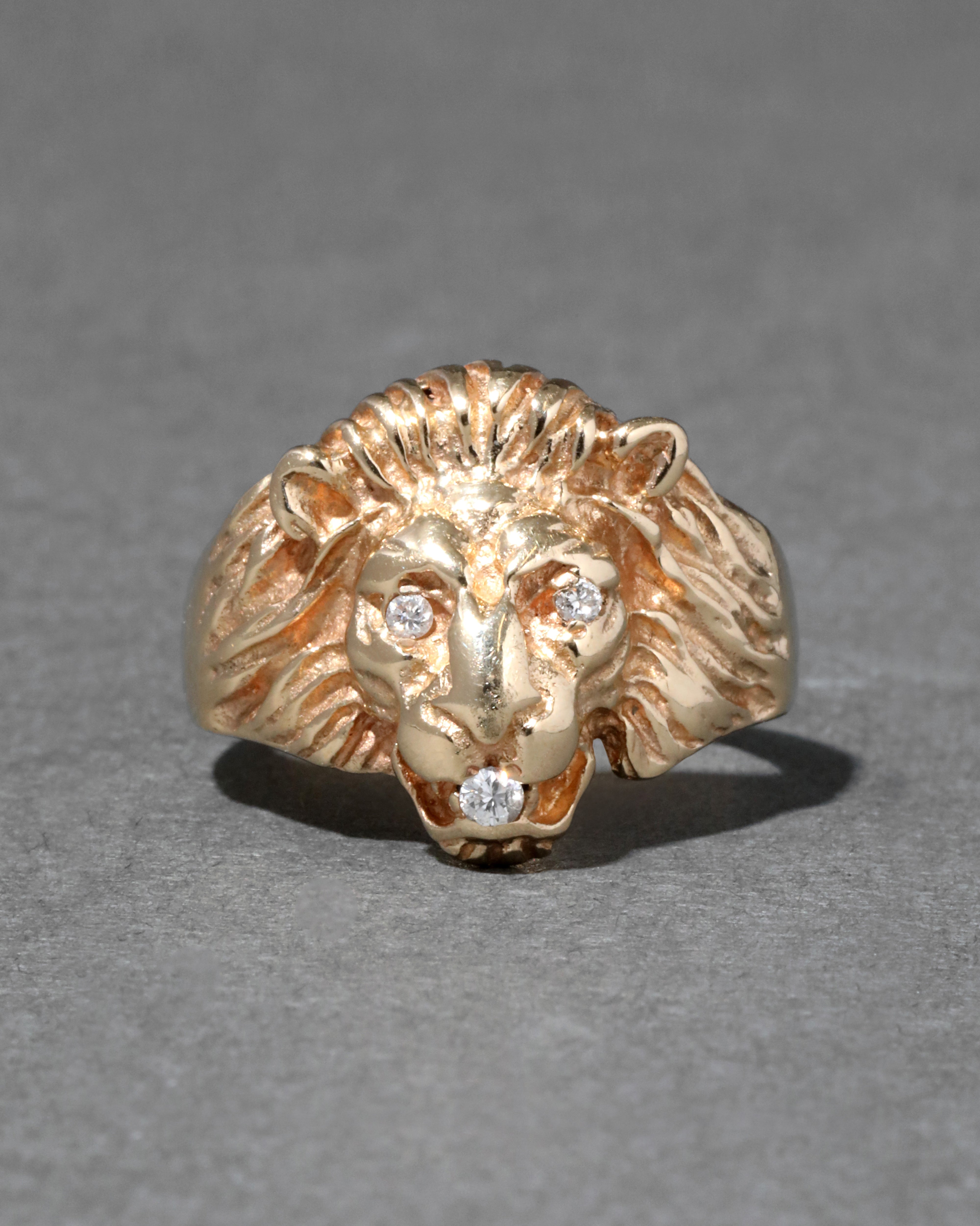 Lion Logo Gold Ring Heart Of A Lion 24K Gold-Plated Mens Ring