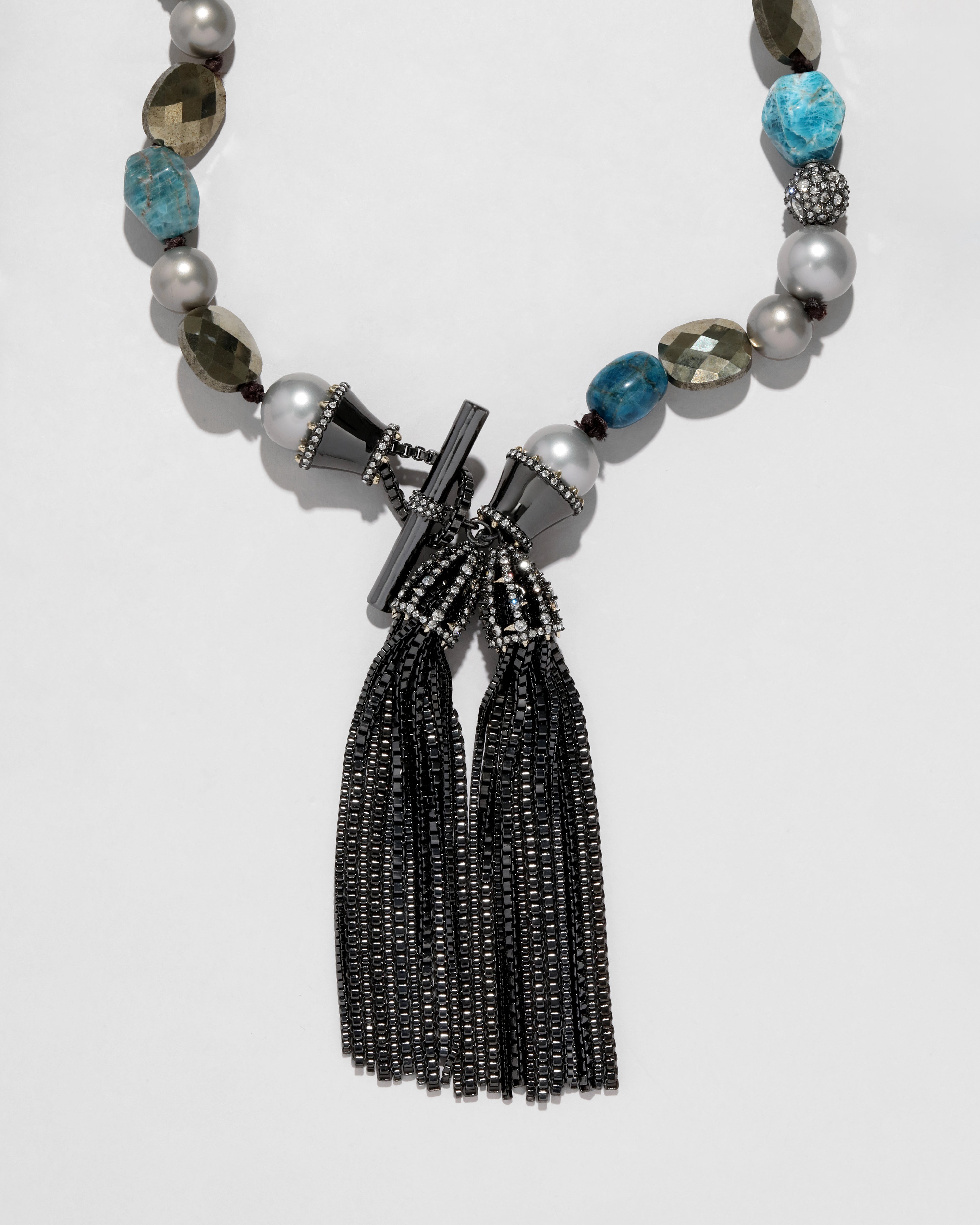 Archive Beaded Double Tassel Single Strand Necklace