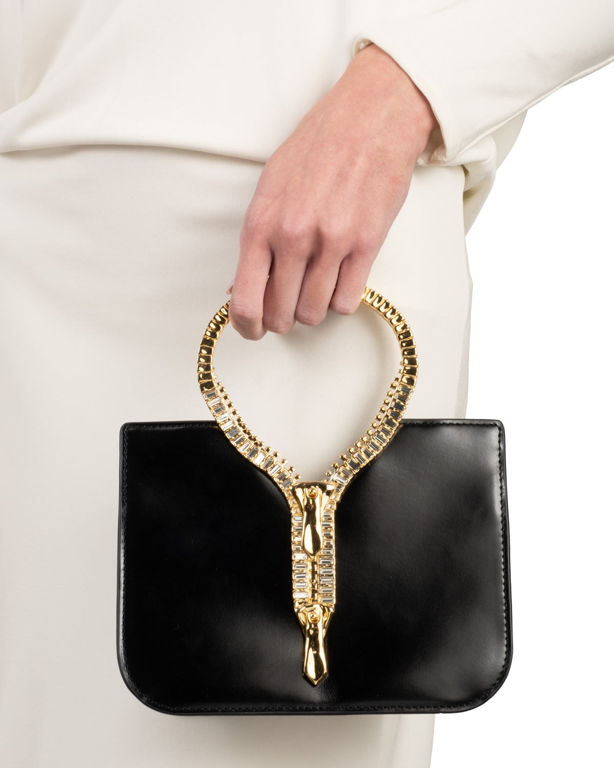 Zipper Top Handle Bag- Black - Photo 2