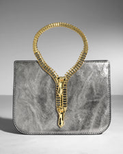 Zipper Top Handle Bag- Pewter - Photo 1
