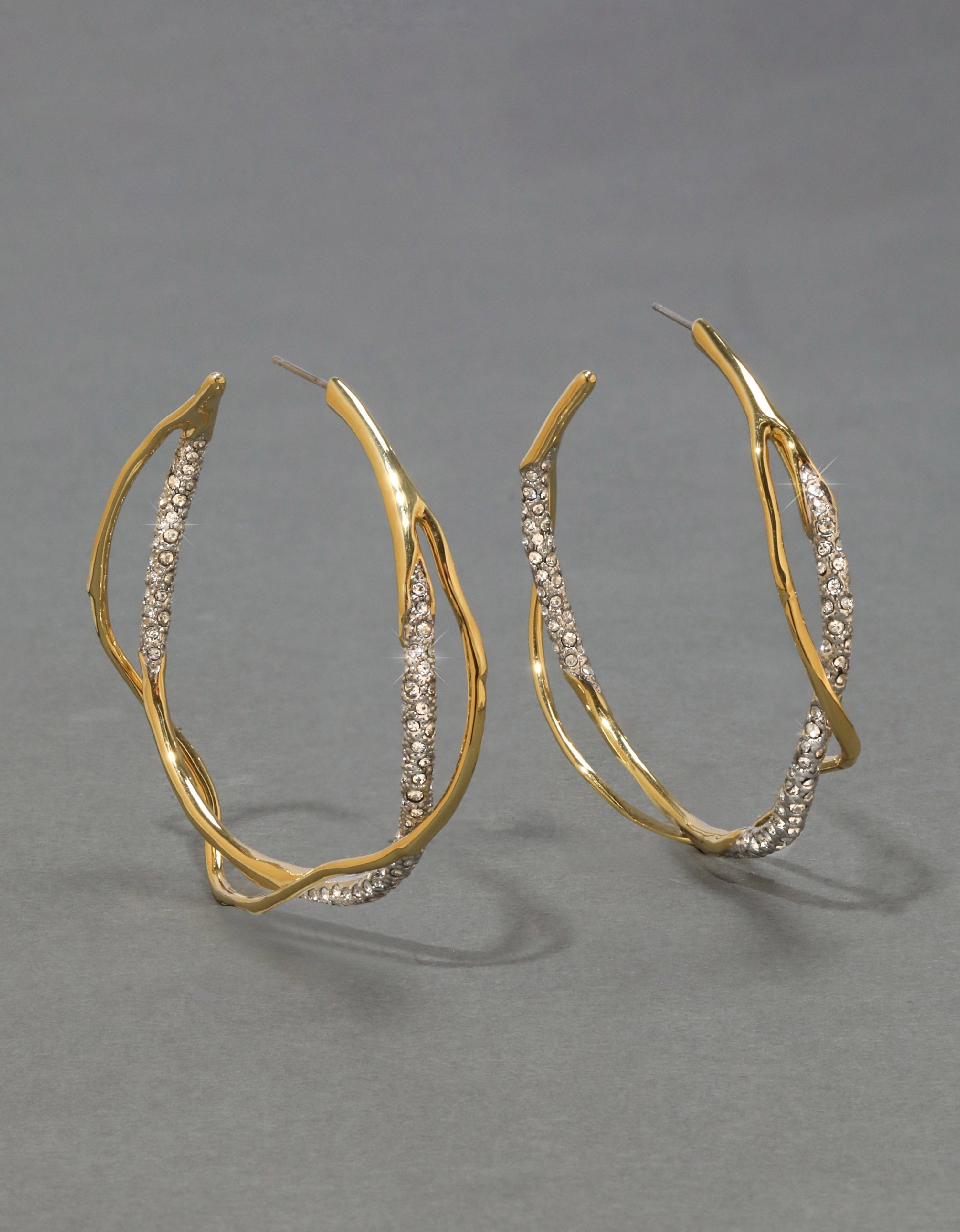 Intertwined Two Tone Pave Hoop Earring | ALEXIS BITTAR