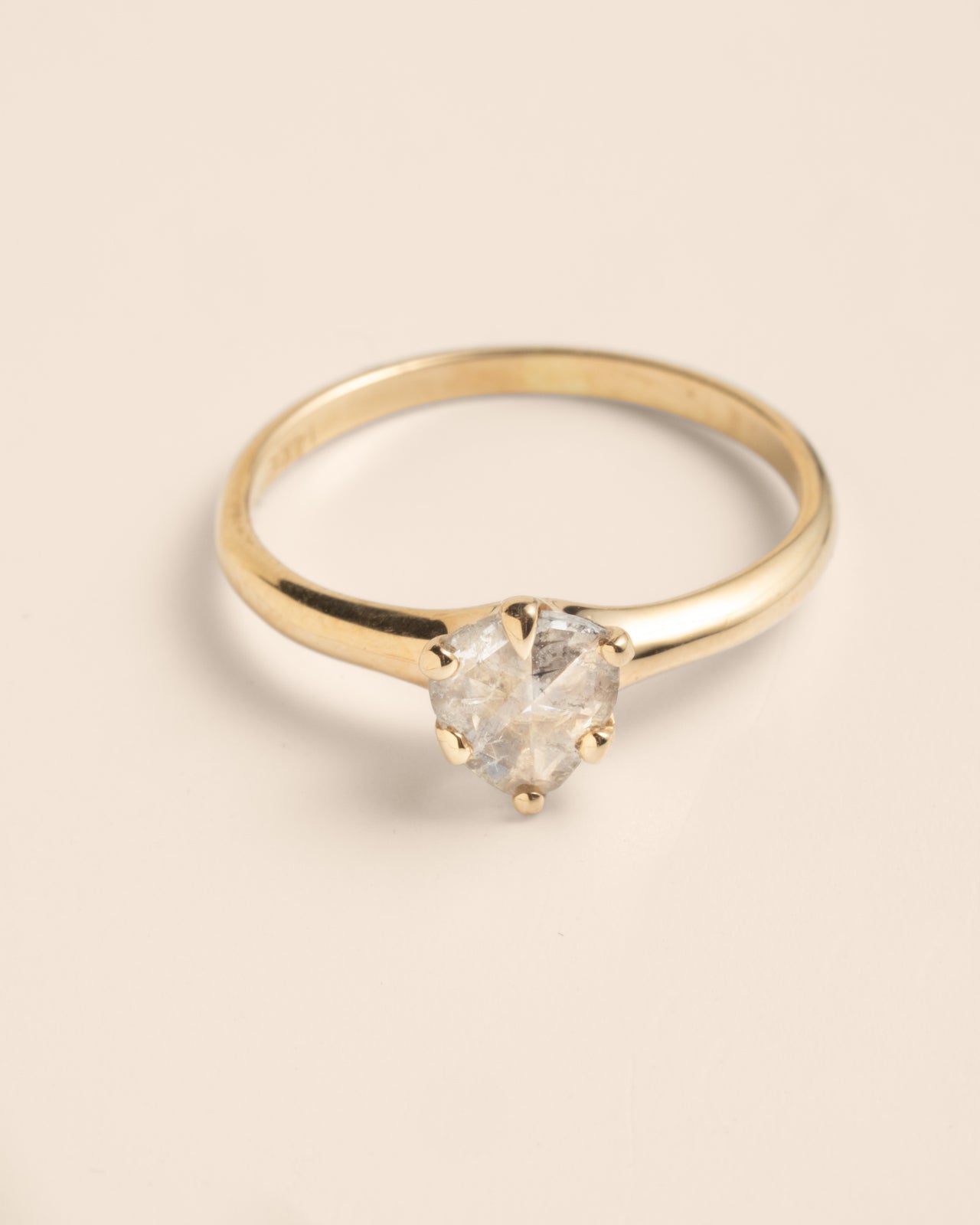 Antique Rose Cut Diamond Solitaire Ring in 14k Gold - Photo 2