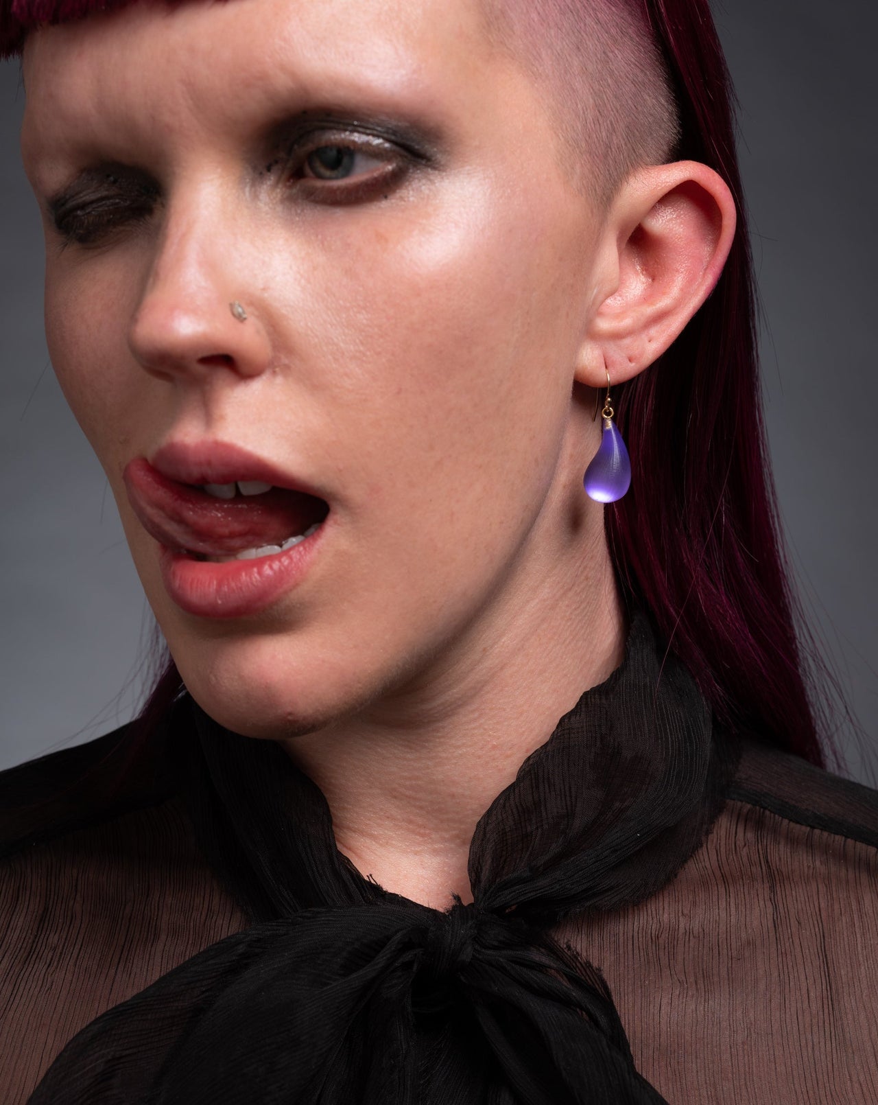 Lucite Dewdrop Earring - Electric Purple - Photo 2