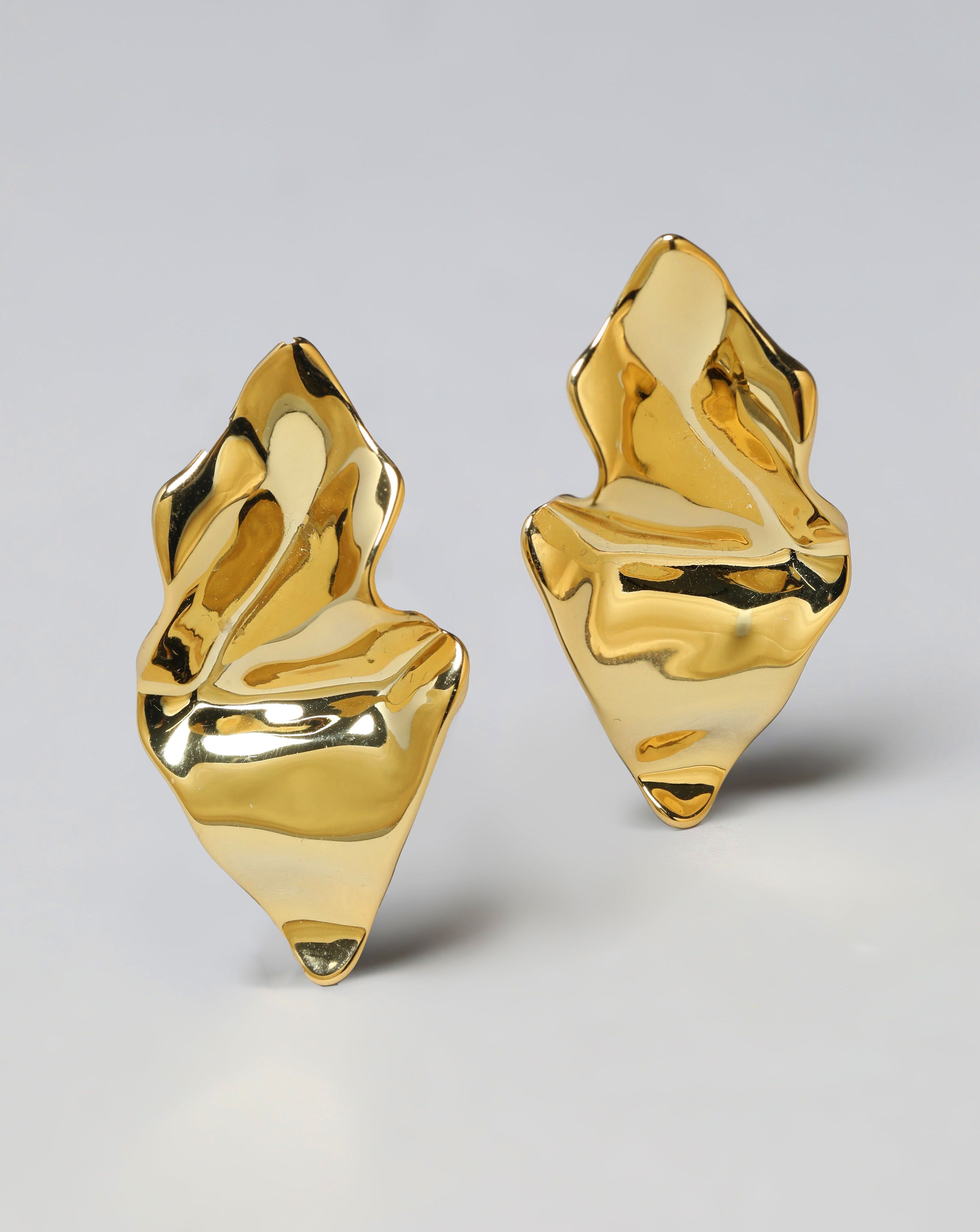 Crumpled Small Post Earring- Gold