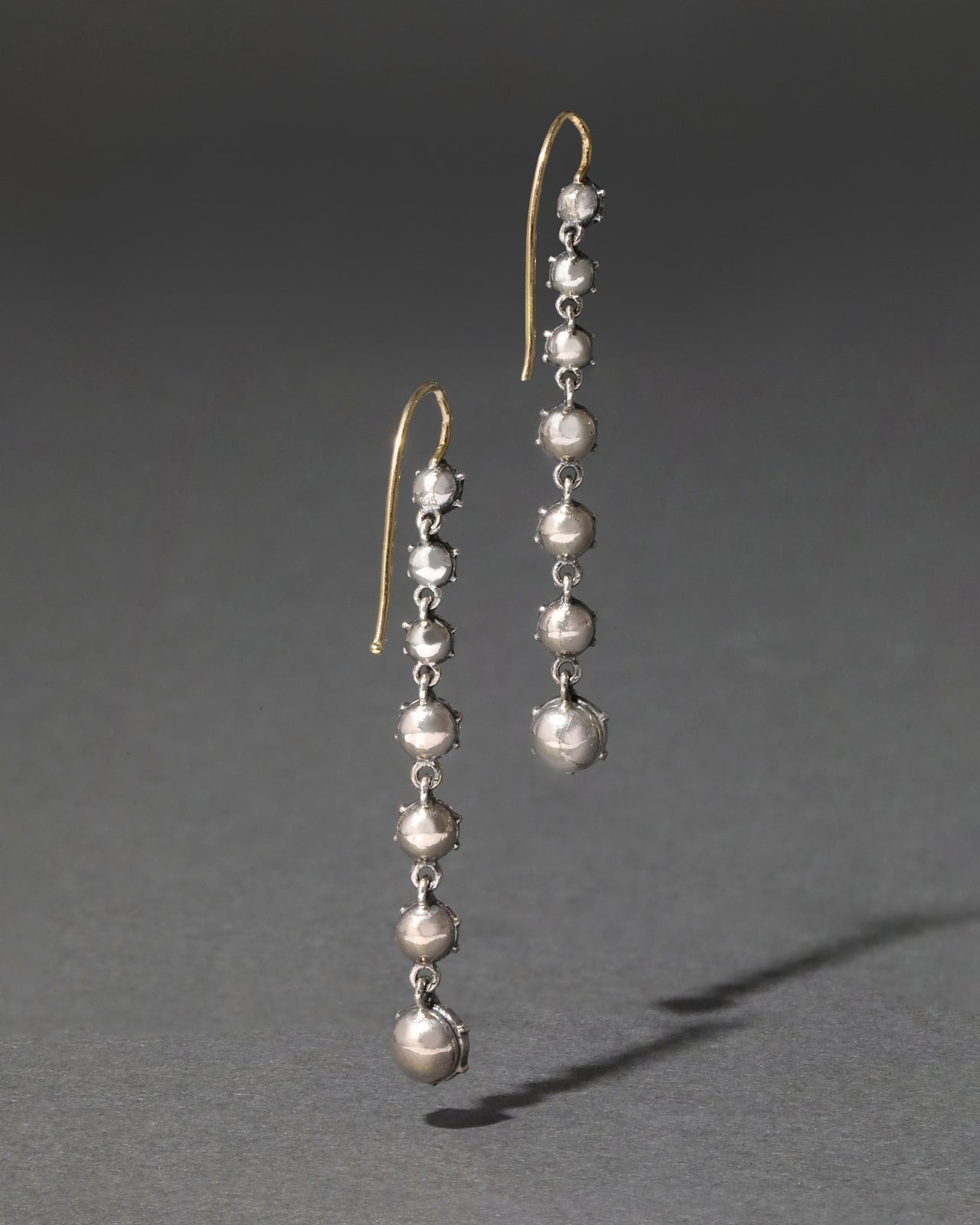 Sterling Silver & 14k Gold Graduated Cut Luminous Crystal Earrings - Photo 2