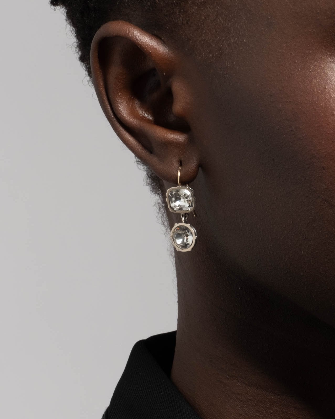 Sterling Silver & 14k Gold Mismatch Cut Luminous Crystal Drop Earrings - Photo 2