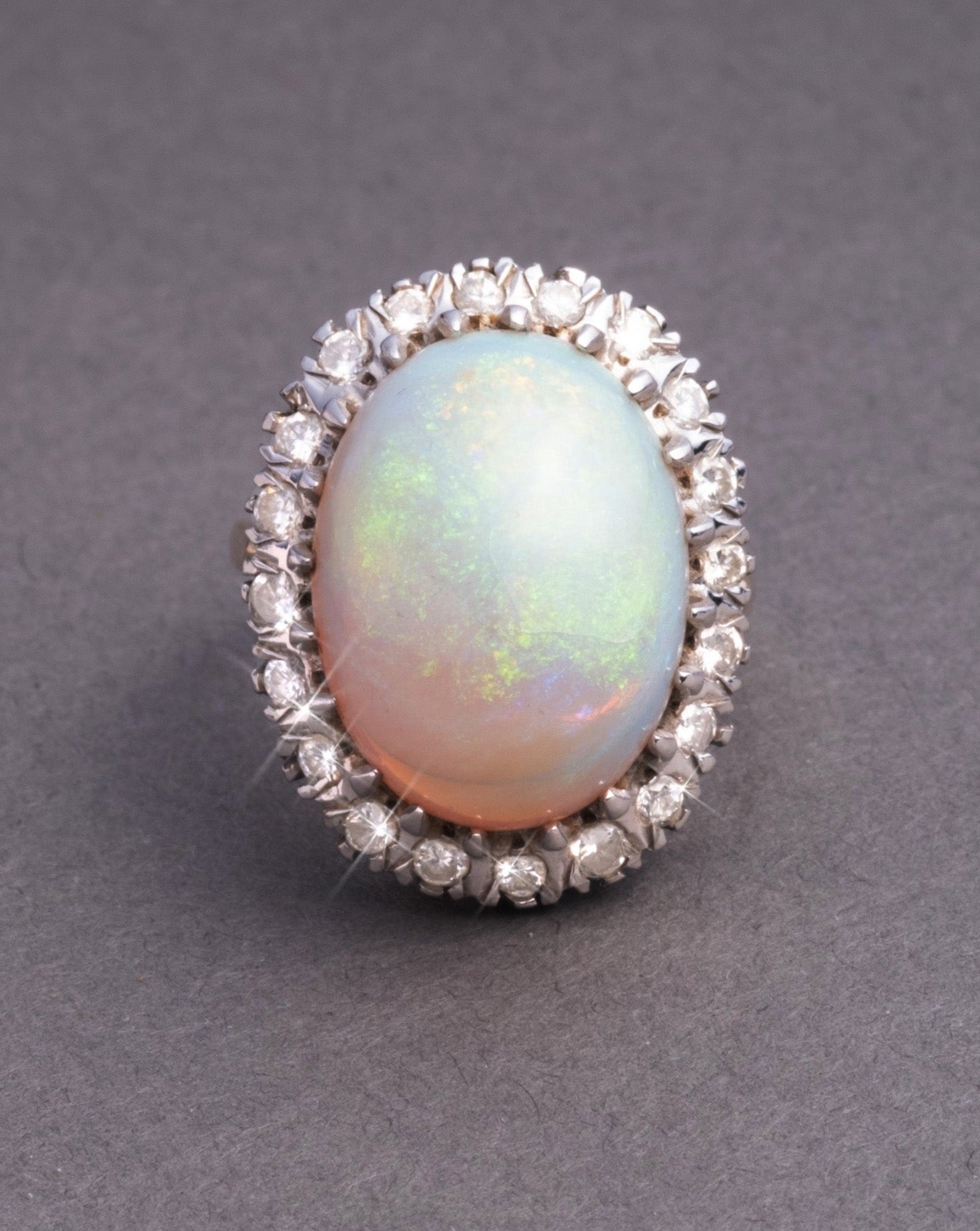 Antique 1920s 14k Gold Opal and Diamond Halo Ring – ALEXIS BITTAR