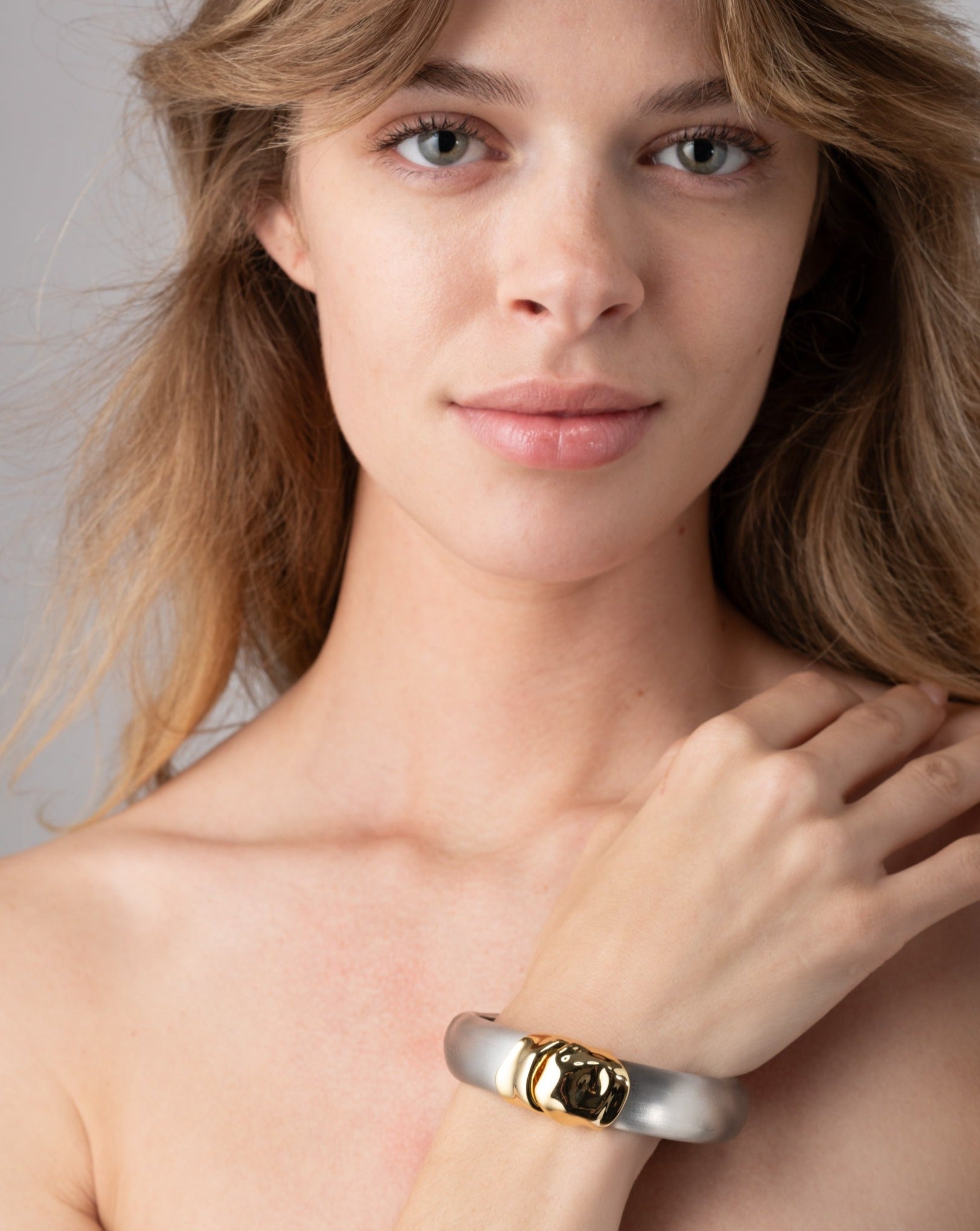 Pewter Molten Gold Hinge Bracelet Alexis Bittar ALEXIS BITTAR