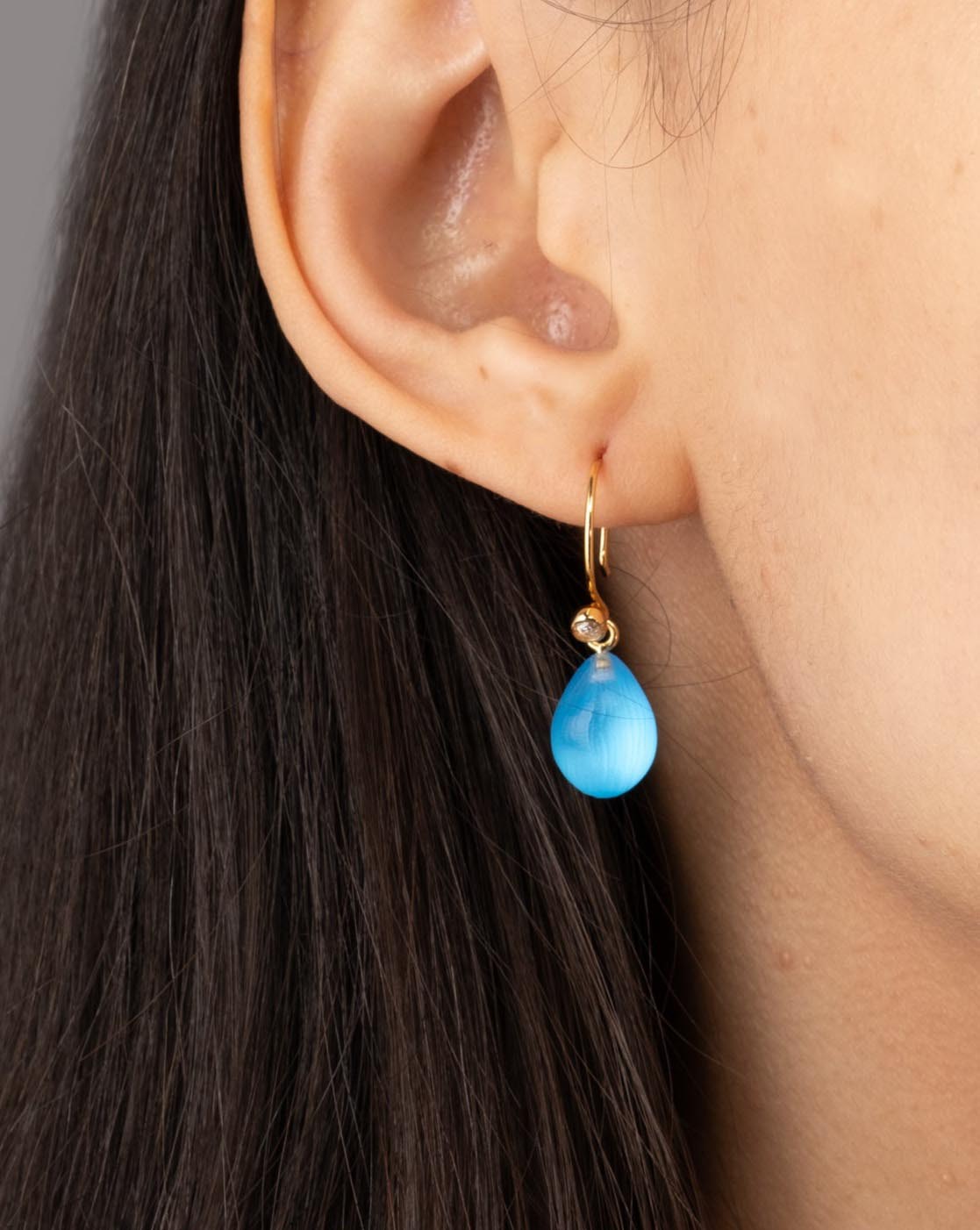 Lucite Teardrop Earring- Neon Blue - Photo 2