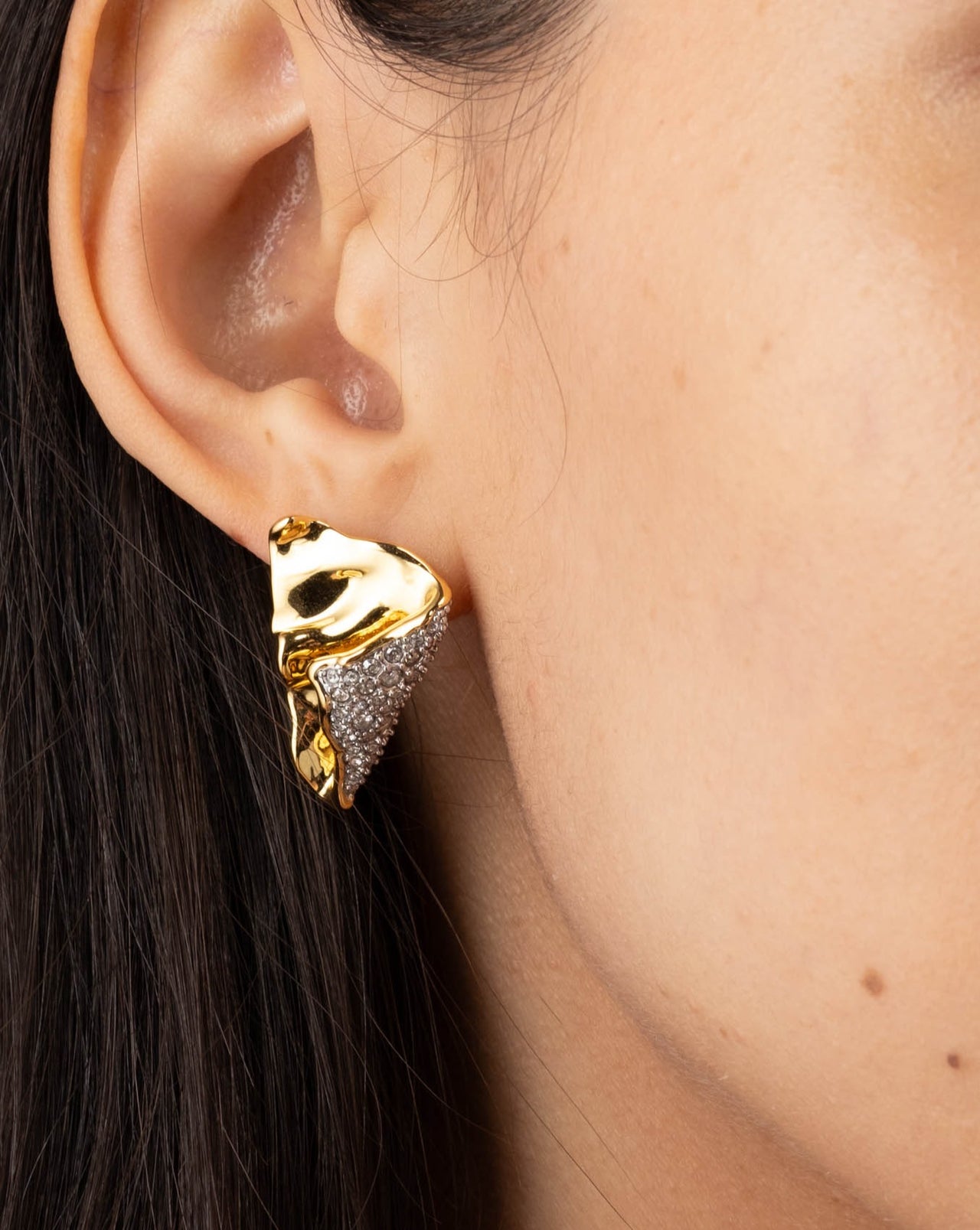 Solanales Gold Crystal Folded Mini Earring - Photo 2
