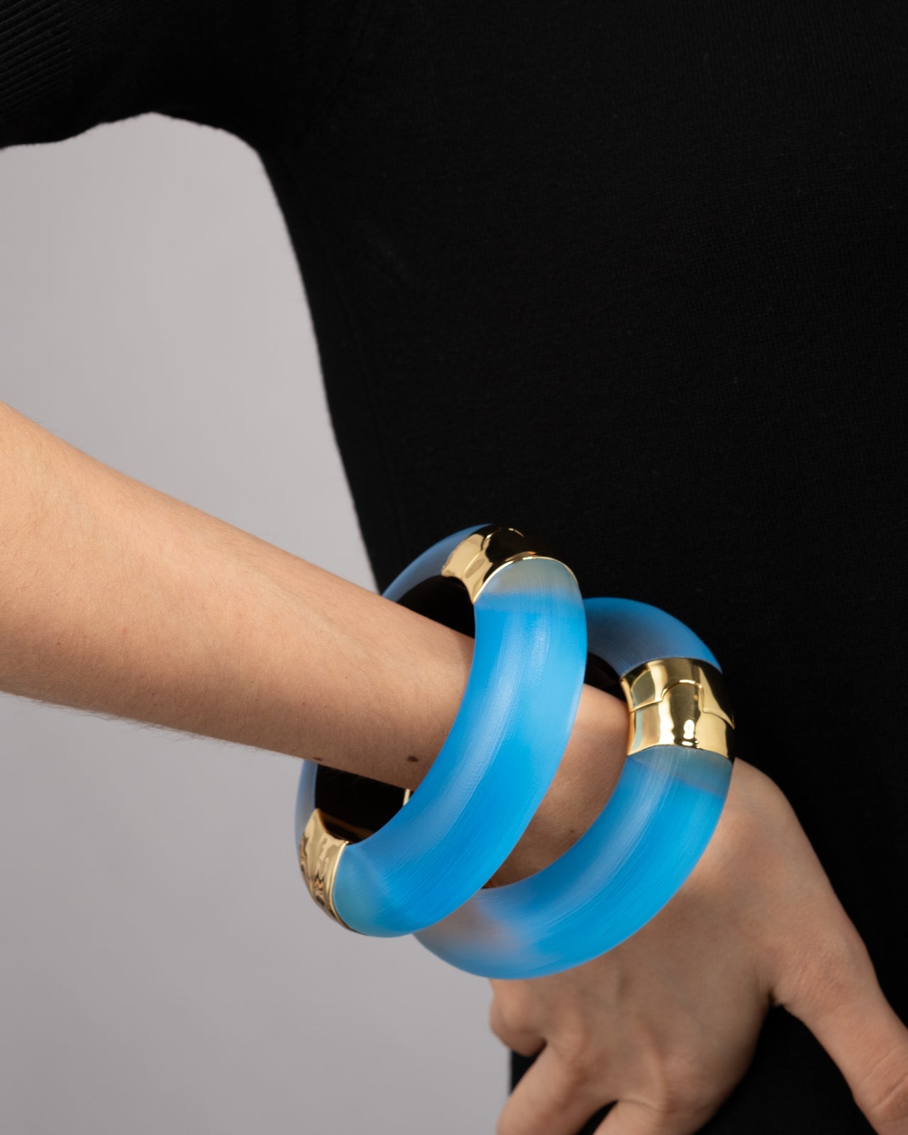 Large Molten Lucite Hinge Bracelet- Neon Blue - Photo 2