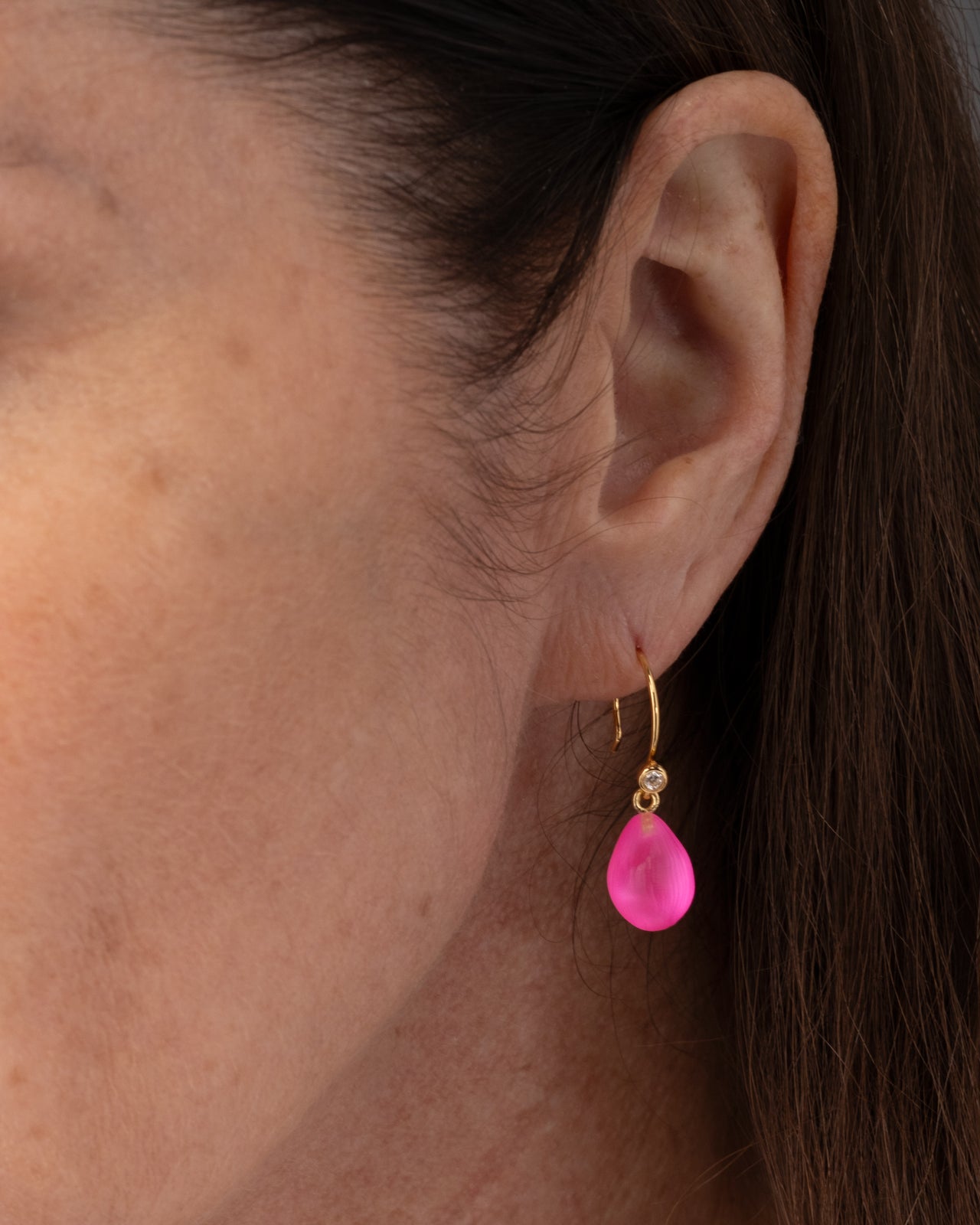 Lucite Teardrop Earring - Neon Pink - Photo 2
