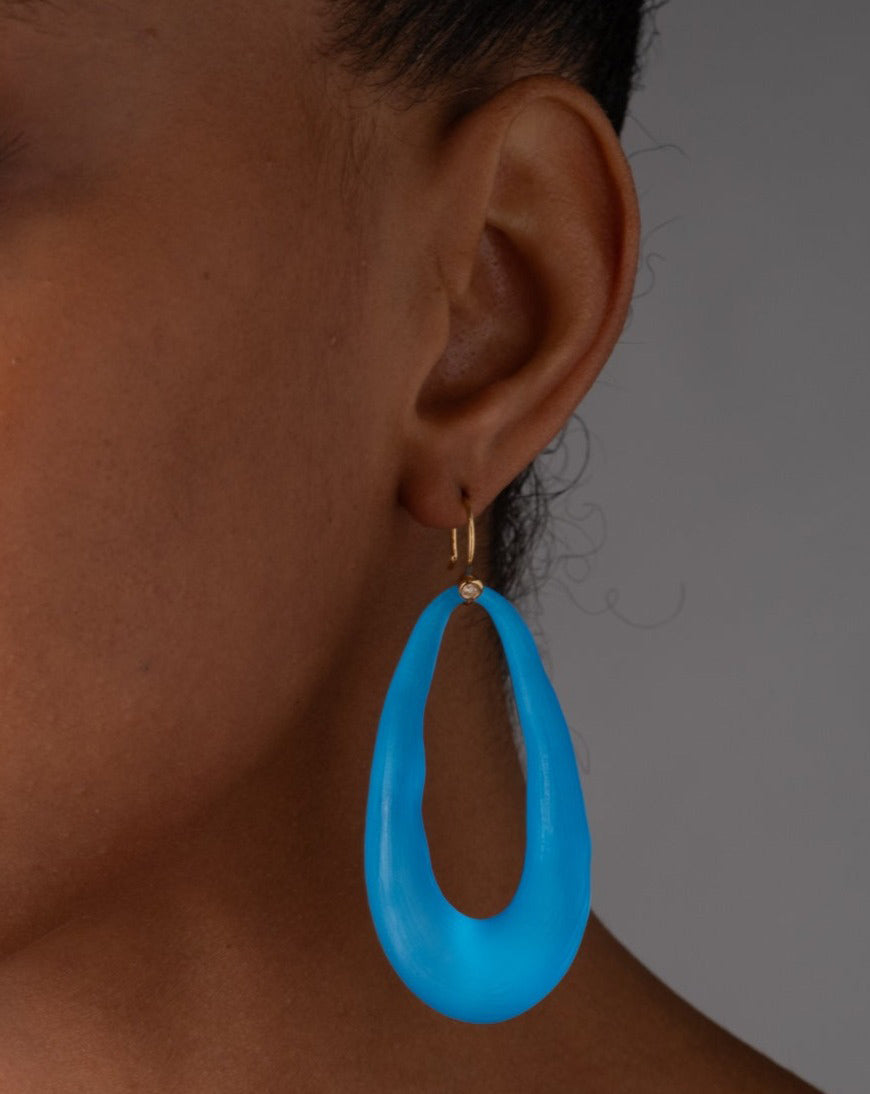 Lucite Link Wire Earring- Neon Blue - Photo 2
