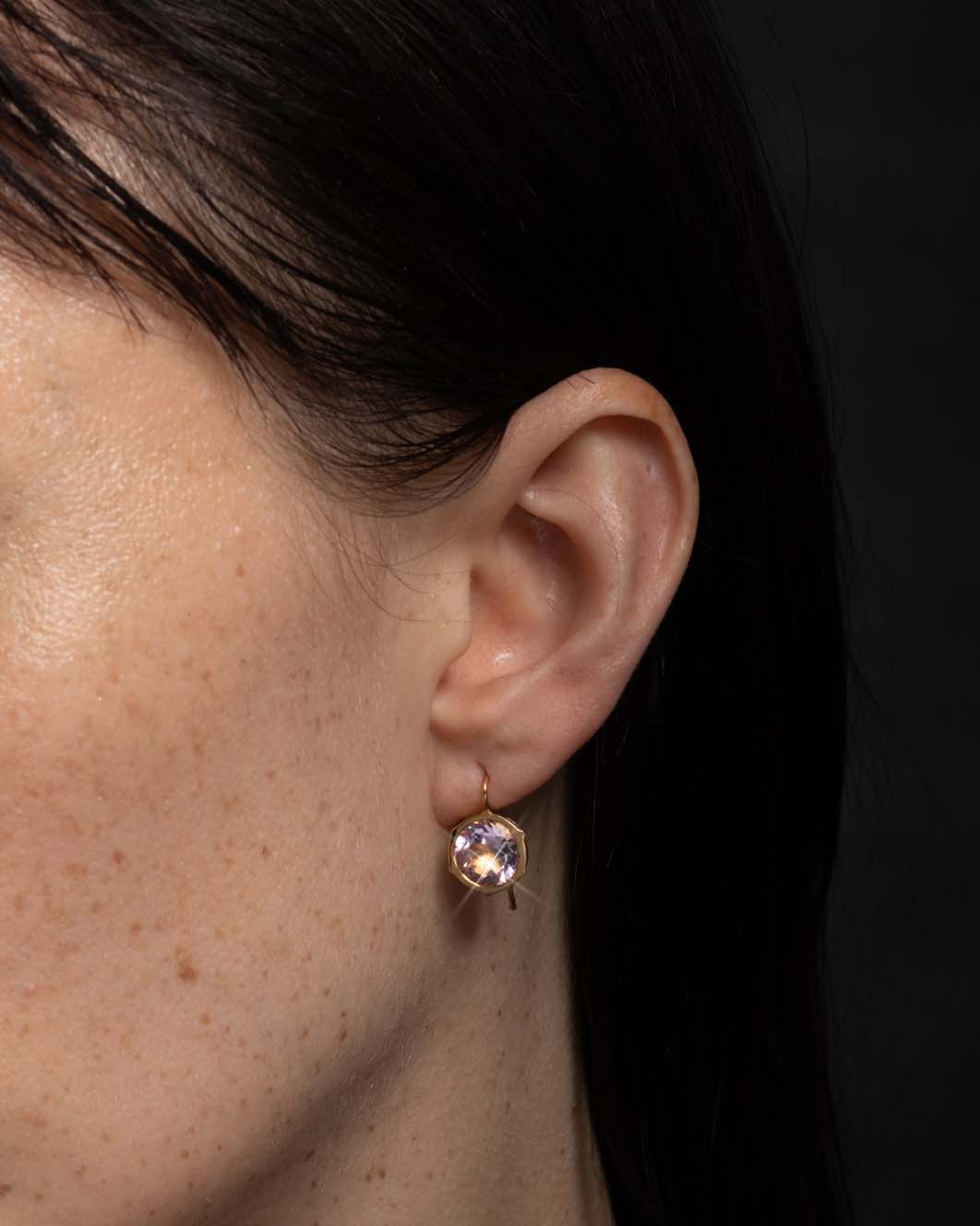 Sorbet Gold Wire Drop Earrings- Lavender Amethyst - Photo 2