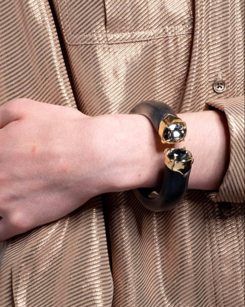 Bonbon Crystal Lucite Hinge Bracelet- Black - Photo 2