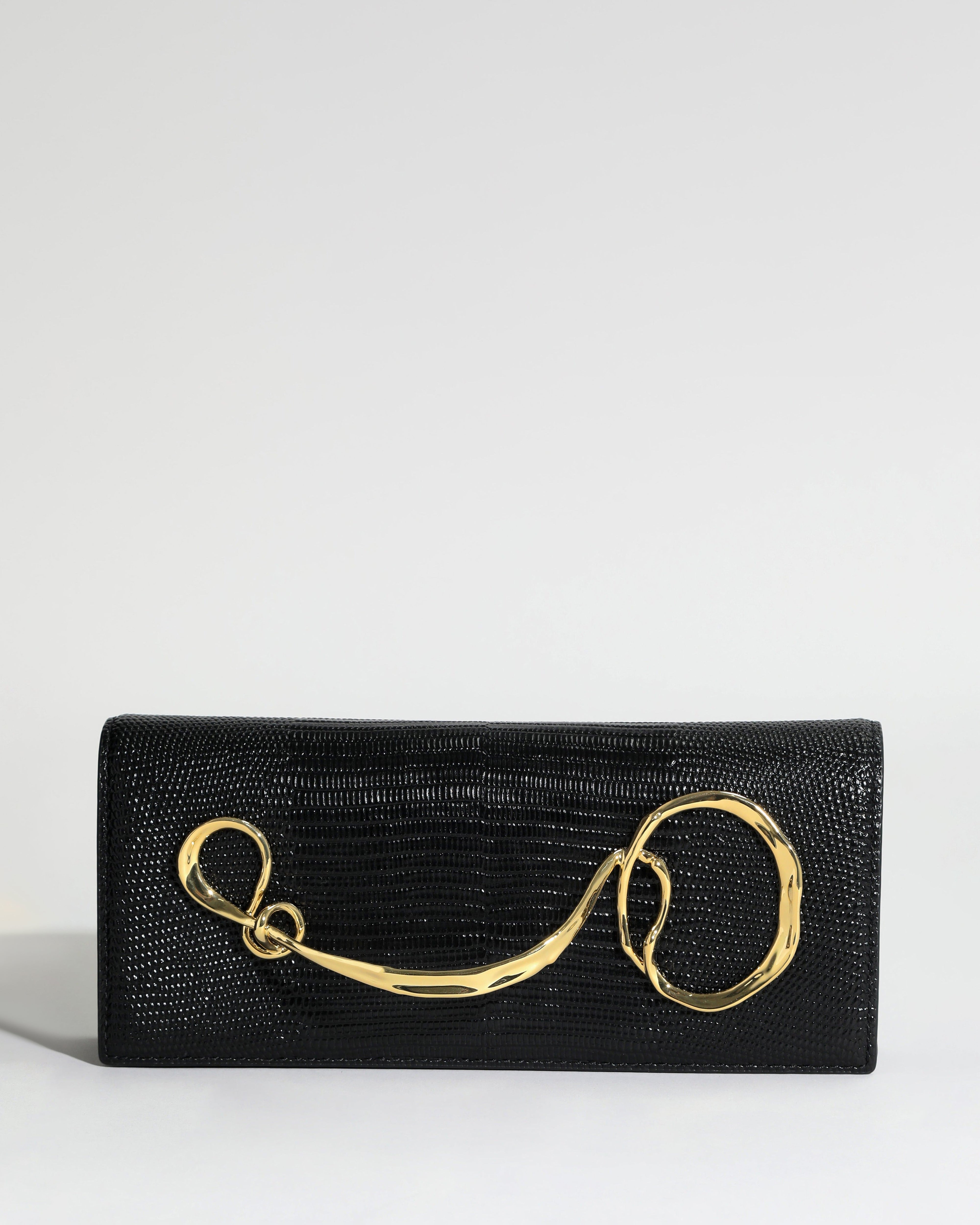 Twisted Gold Side Handle Clutch Purse
