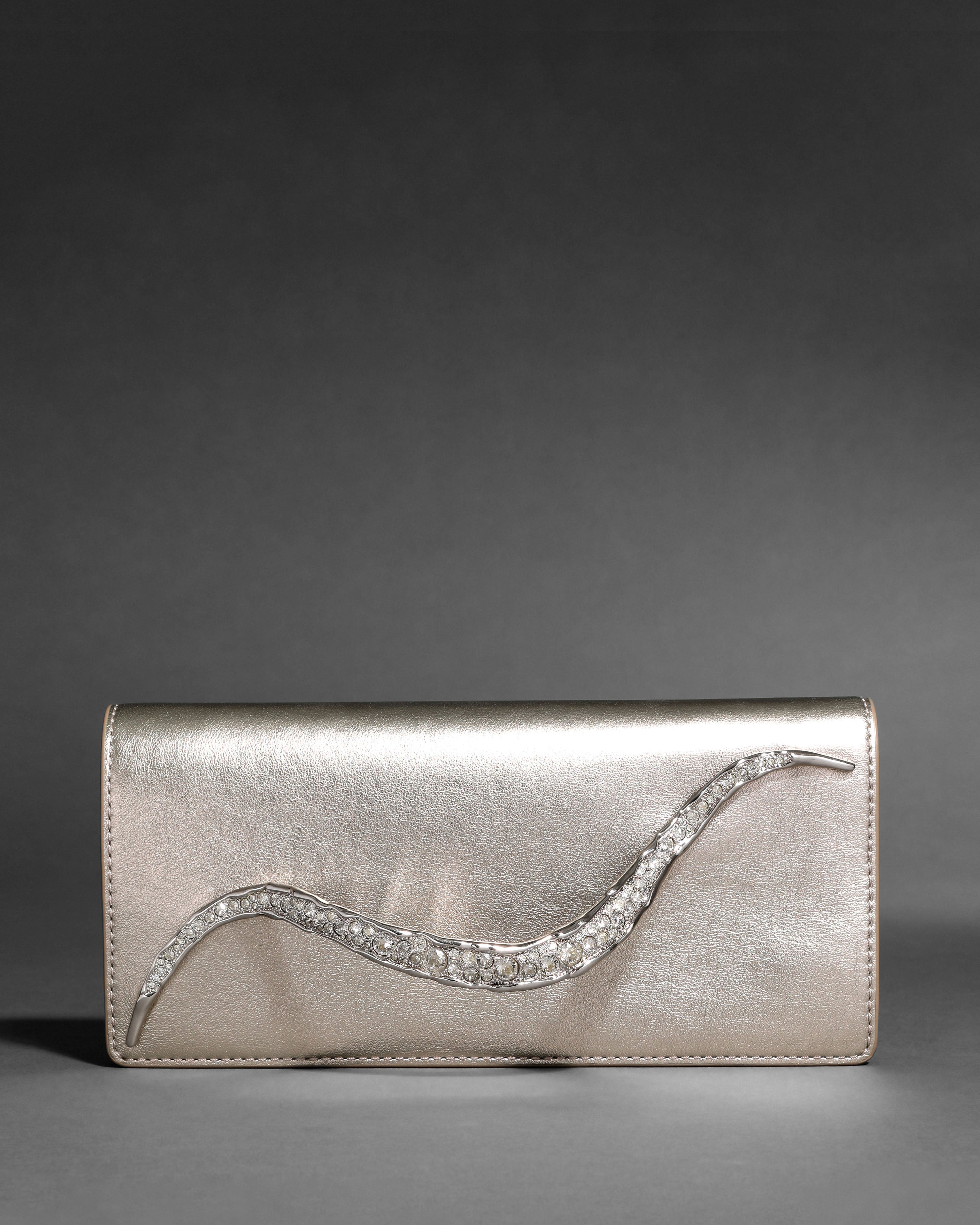 Crystal Curve Clutch Champagne