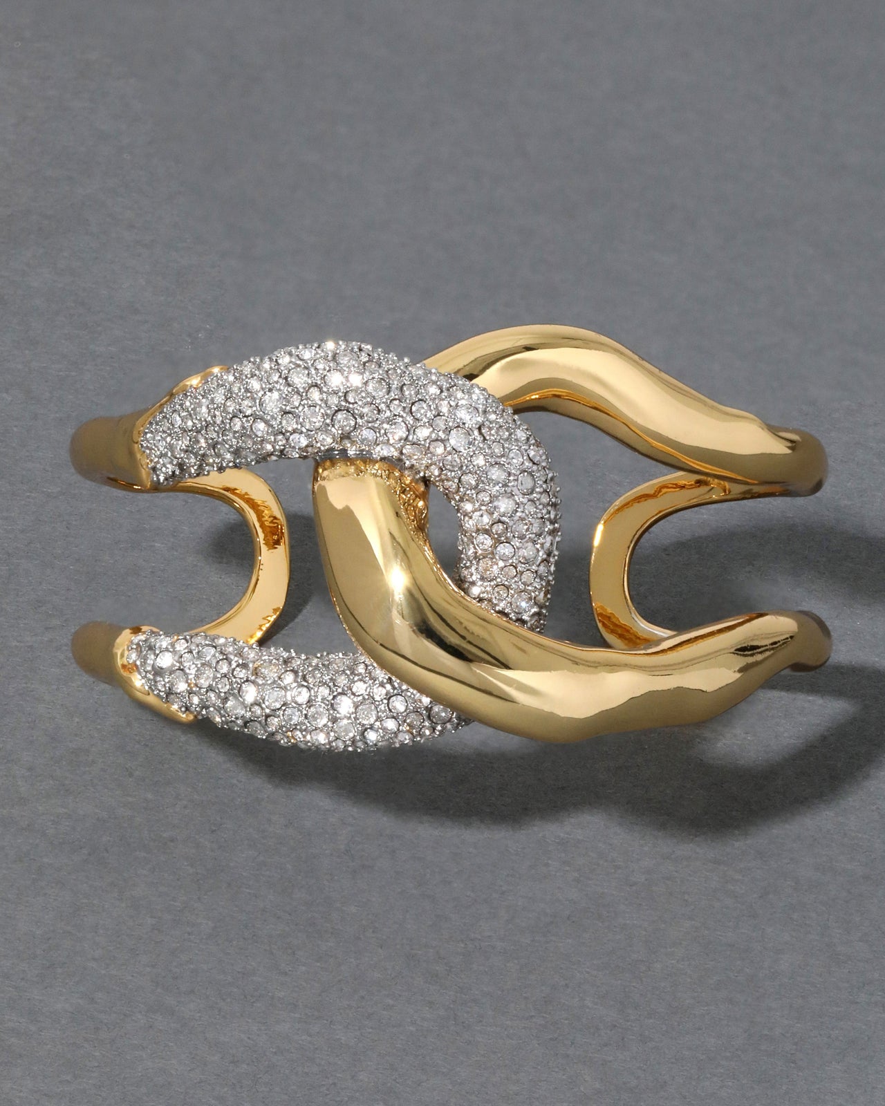 Solanales Gold Crystal Interlocked Cuff Bracelet - Photo 2
