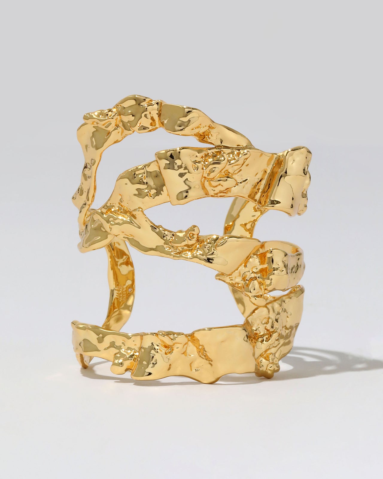 Brut Gold Sculptural Ribbon Wide Cuff Bracelet - Photo 2