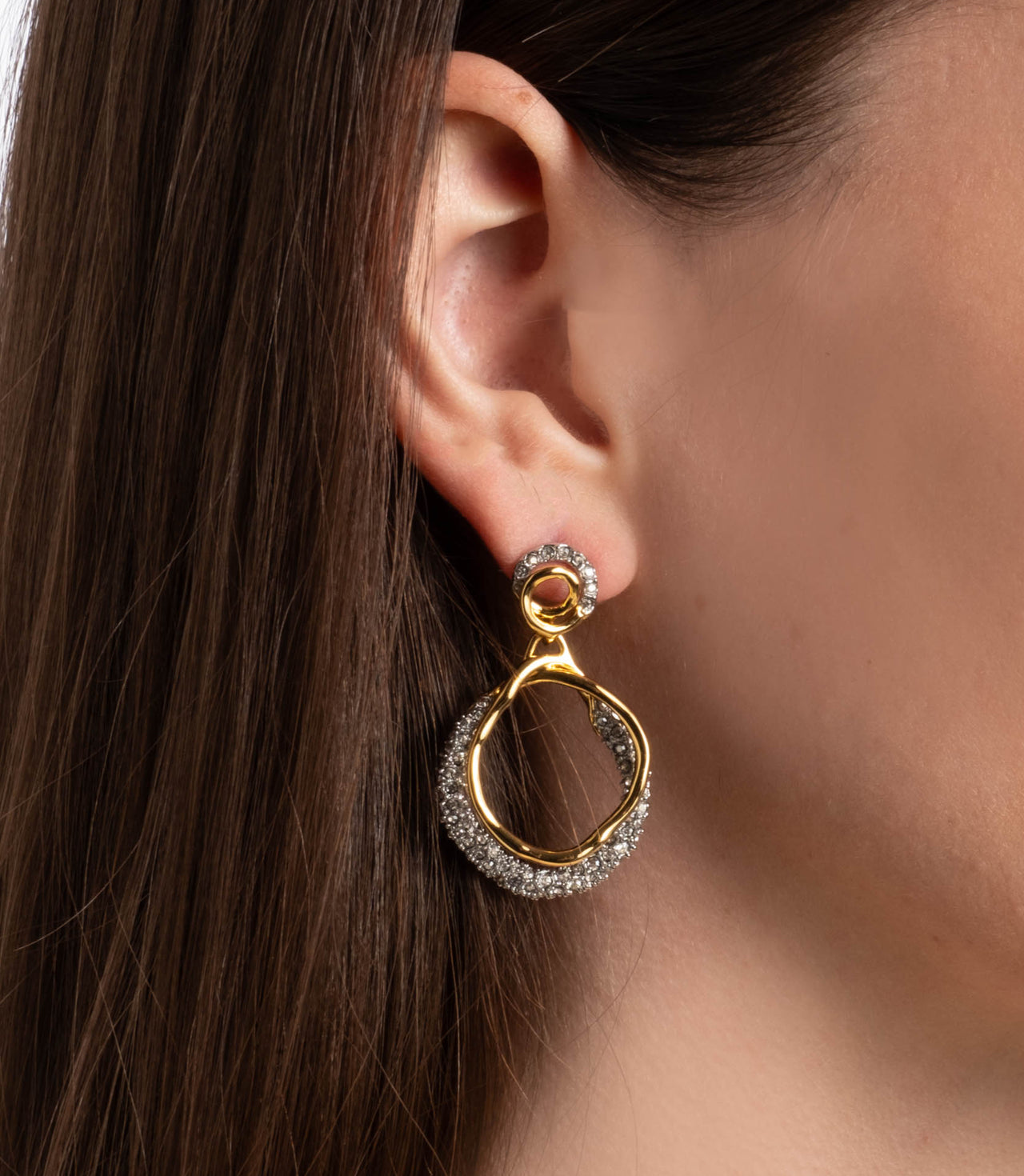 Solanales Gold Crystal Orbit Drop Post Earring - Photo 2