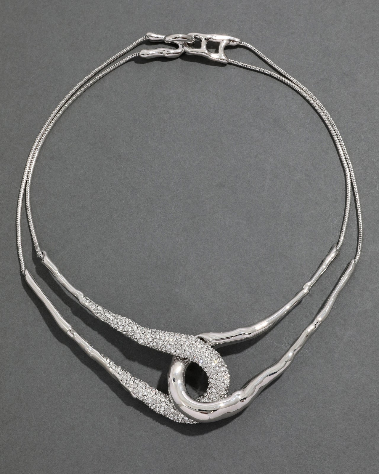 Solanales Silver Crystal Interlock Necklace - Photo 2