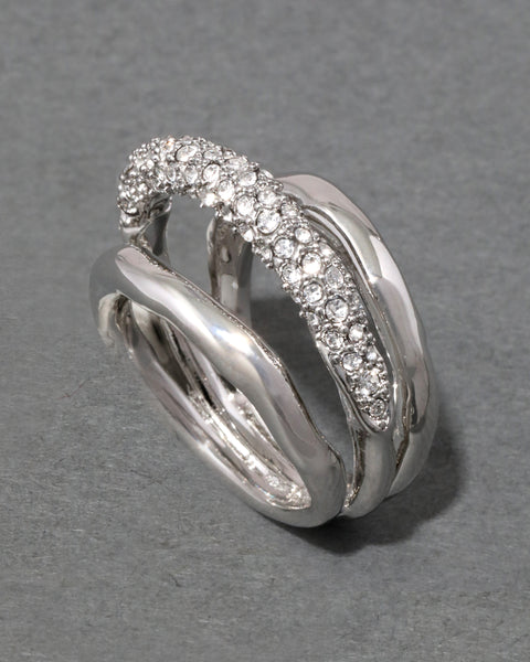 Alexis Bittar Pavé Orbit Crystal Layered Ring New Size 8