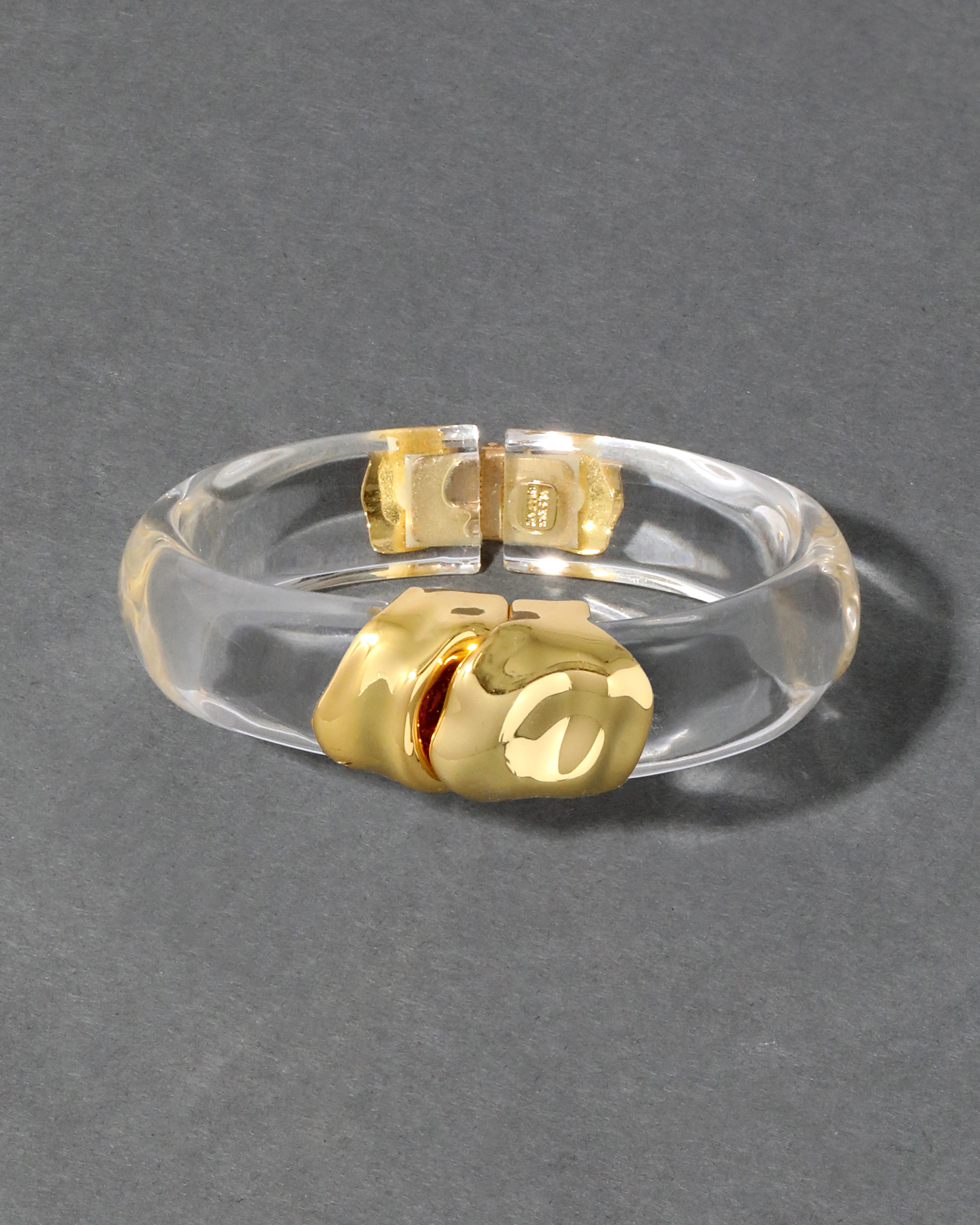 Molten Lucite Hinge Bracelet Clear